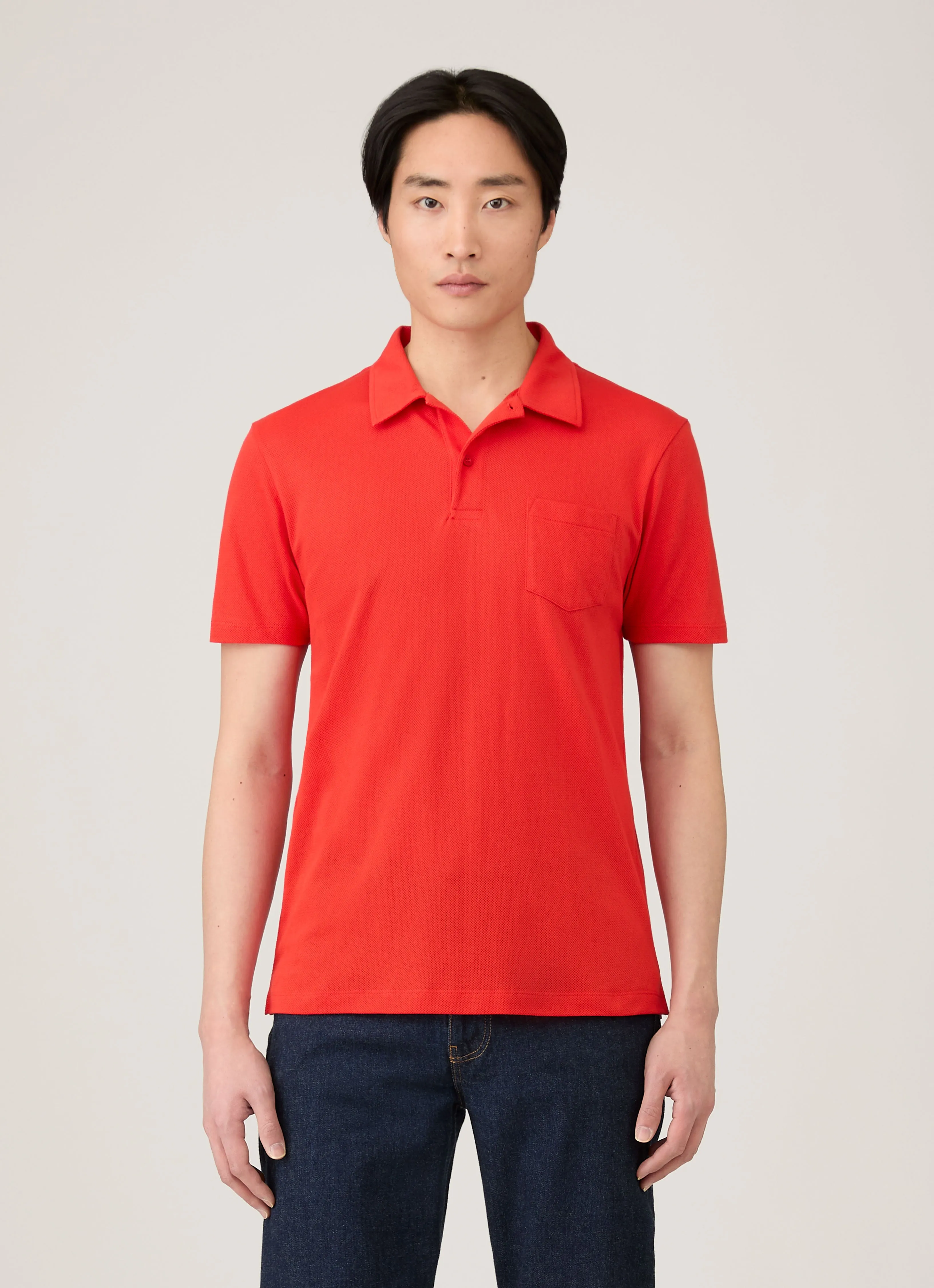 Men's Riviera Polo Shirt in Bright Red sold by Sunspel product image thumbnail 2