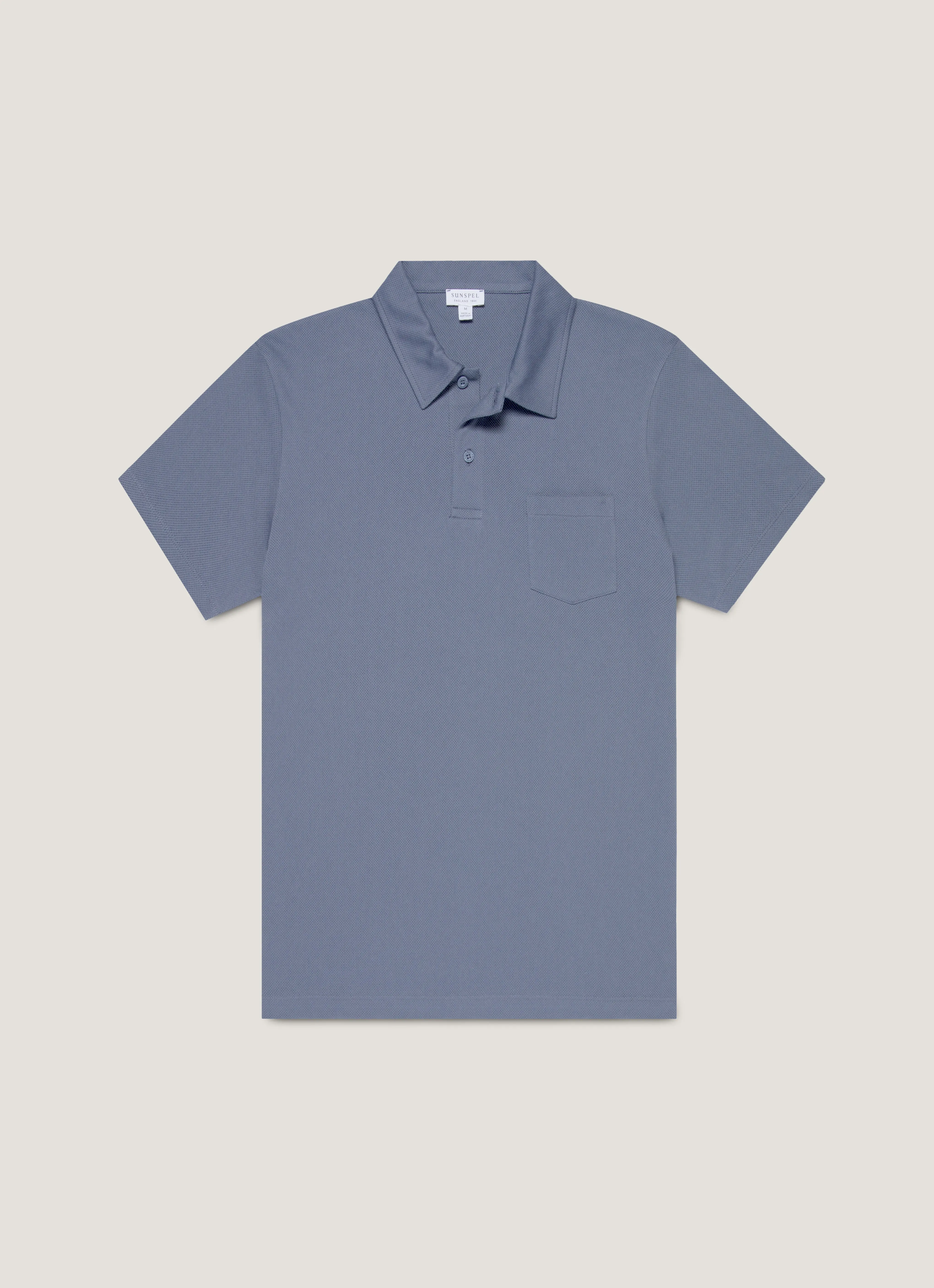 Men's Riviera Polo Shirt in Selvedge Blue sold by Sunspel