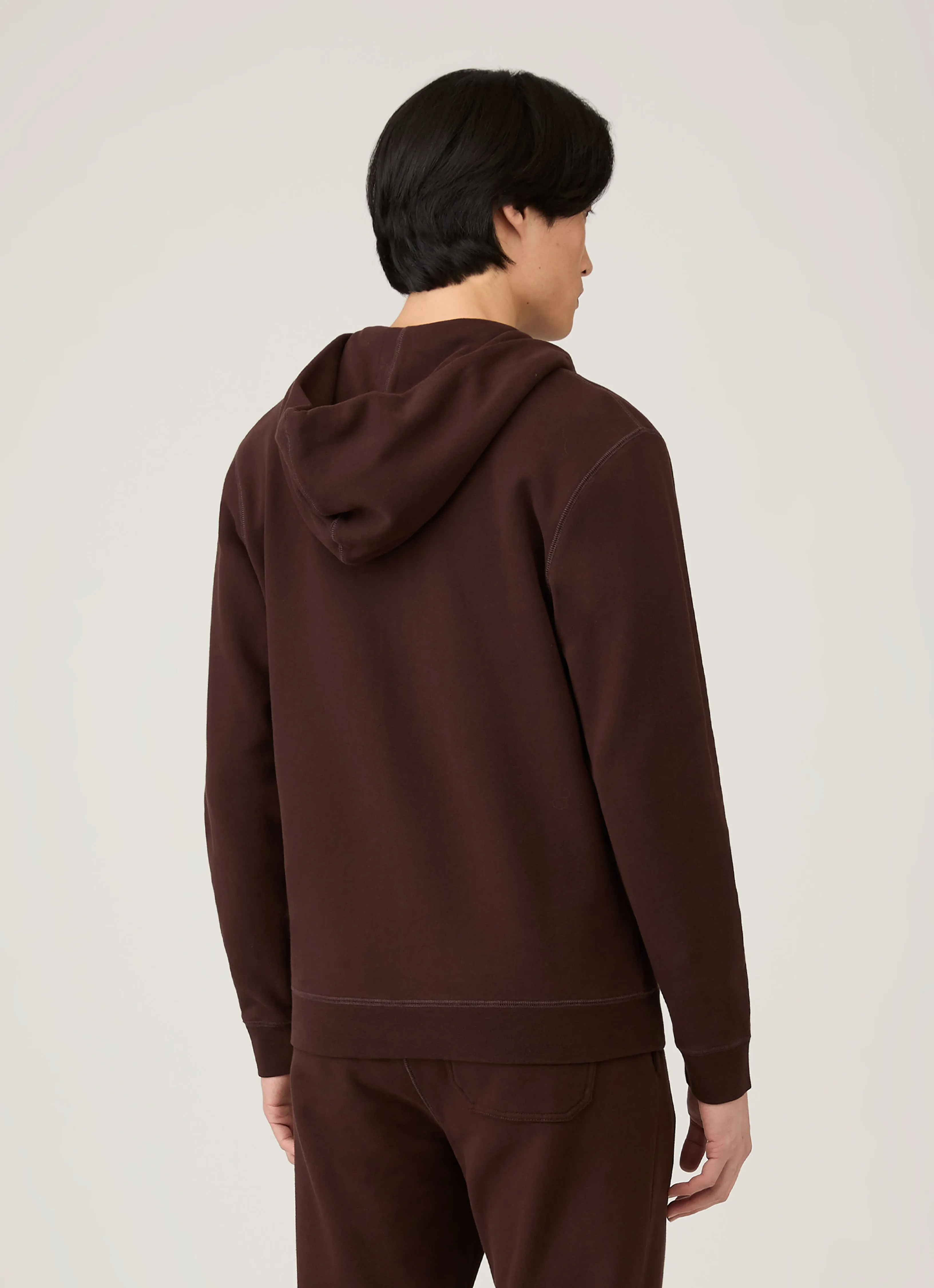 Men's Loopback Zip Hoodie in Truffle sold by Sunspel product image thumbnail 5