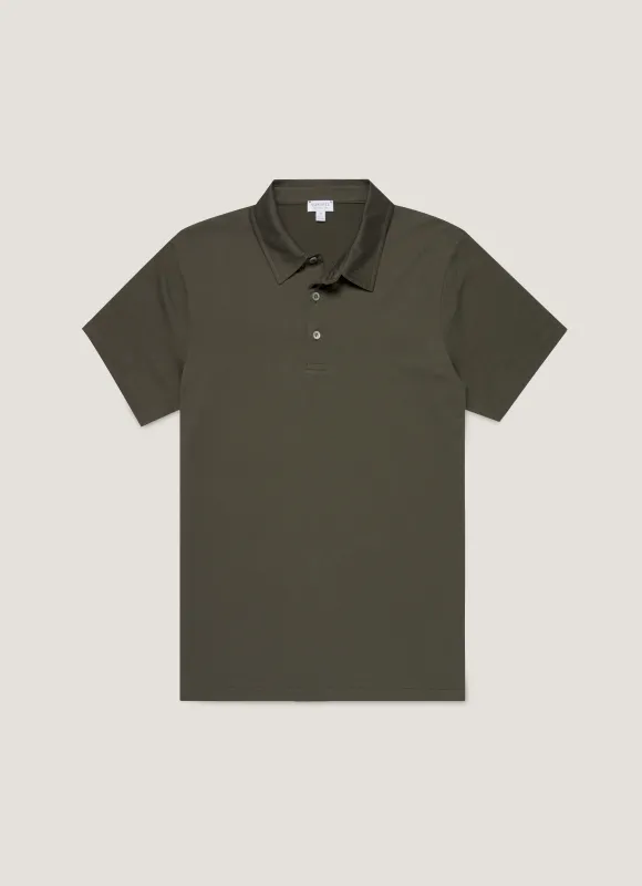 Men's Classic Jersey Polo Shirt in Dark Green sold by Sunspel