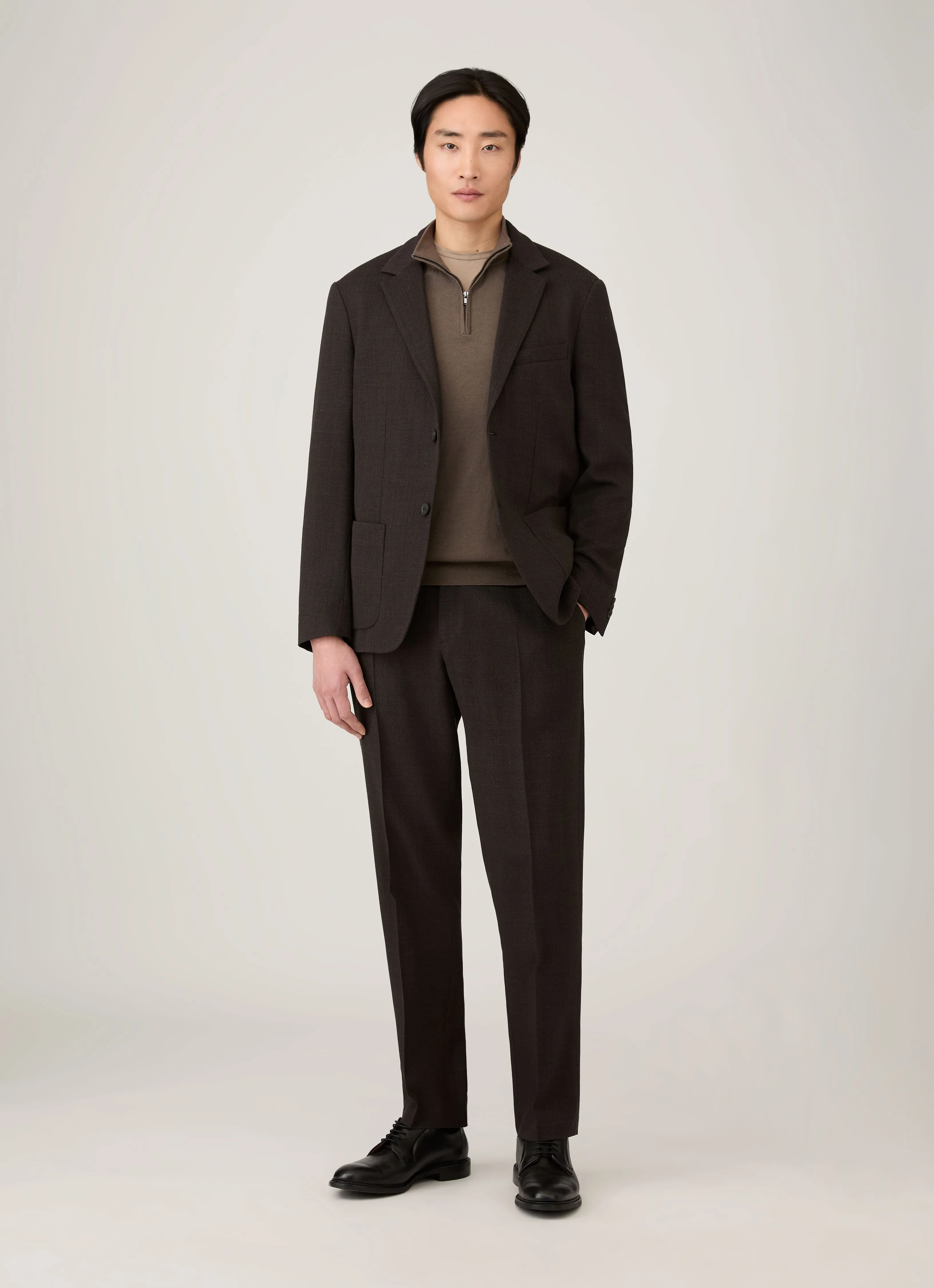 Men's Sea Island Cashmere Half Zip in Bark sold by Sunspel product image thumbnail 3