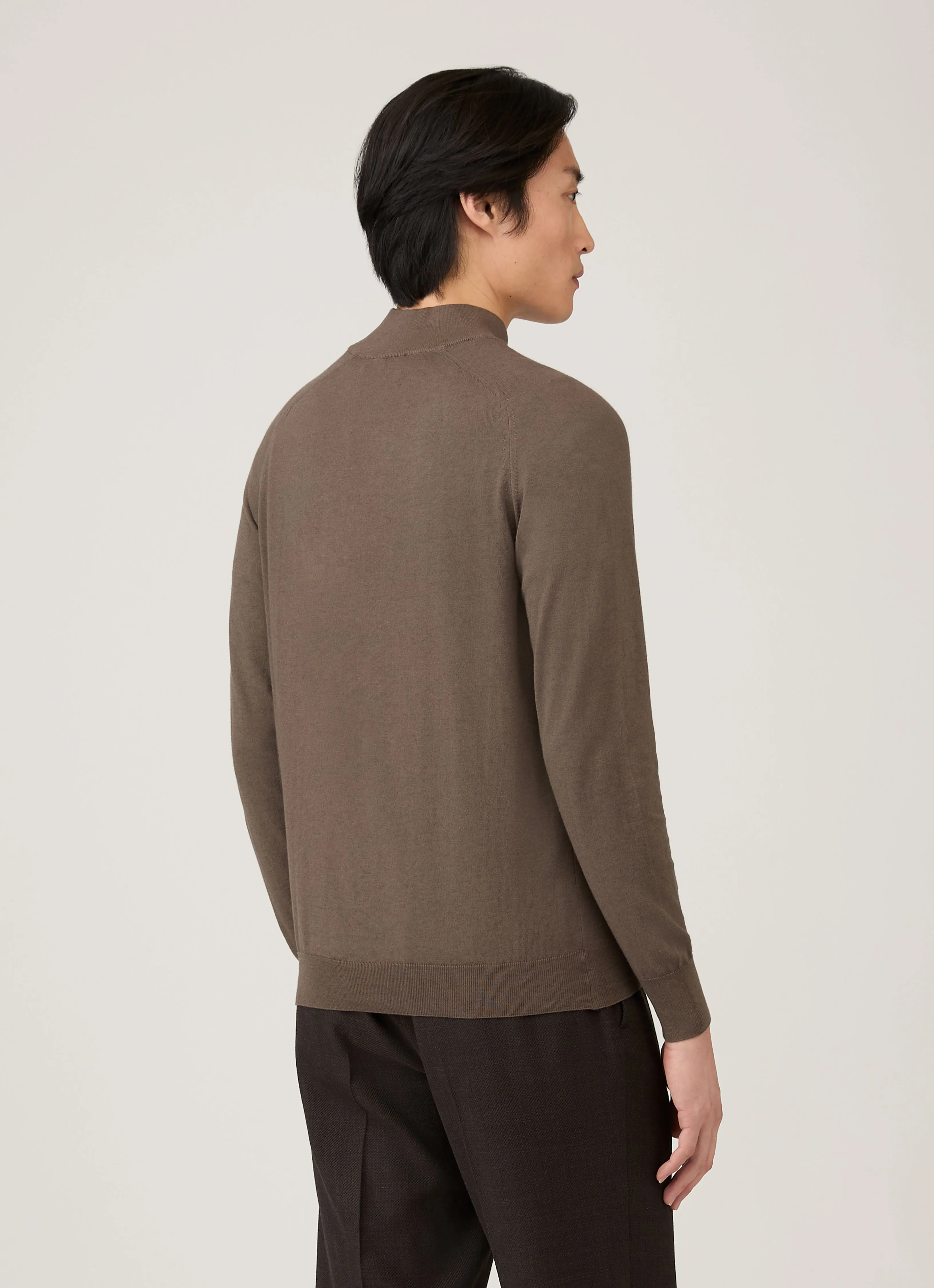 Men's Sea Island Cashmere Half Zip in Bark sold by Sunspel product image thumbnail 5