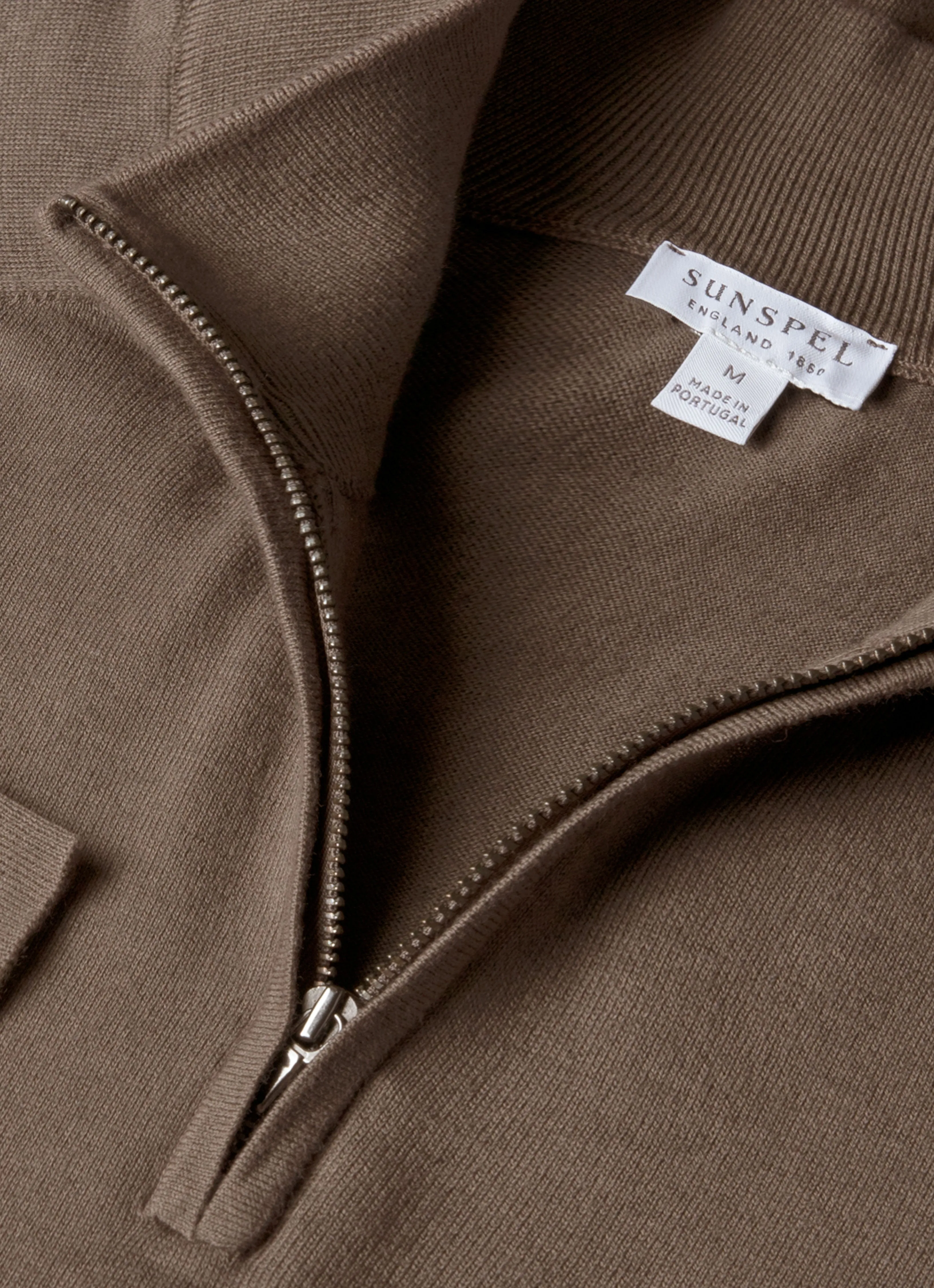 Men's Sea Island Cashmere Half Zip in Bark sold by Sunspel product image thumbnail 4