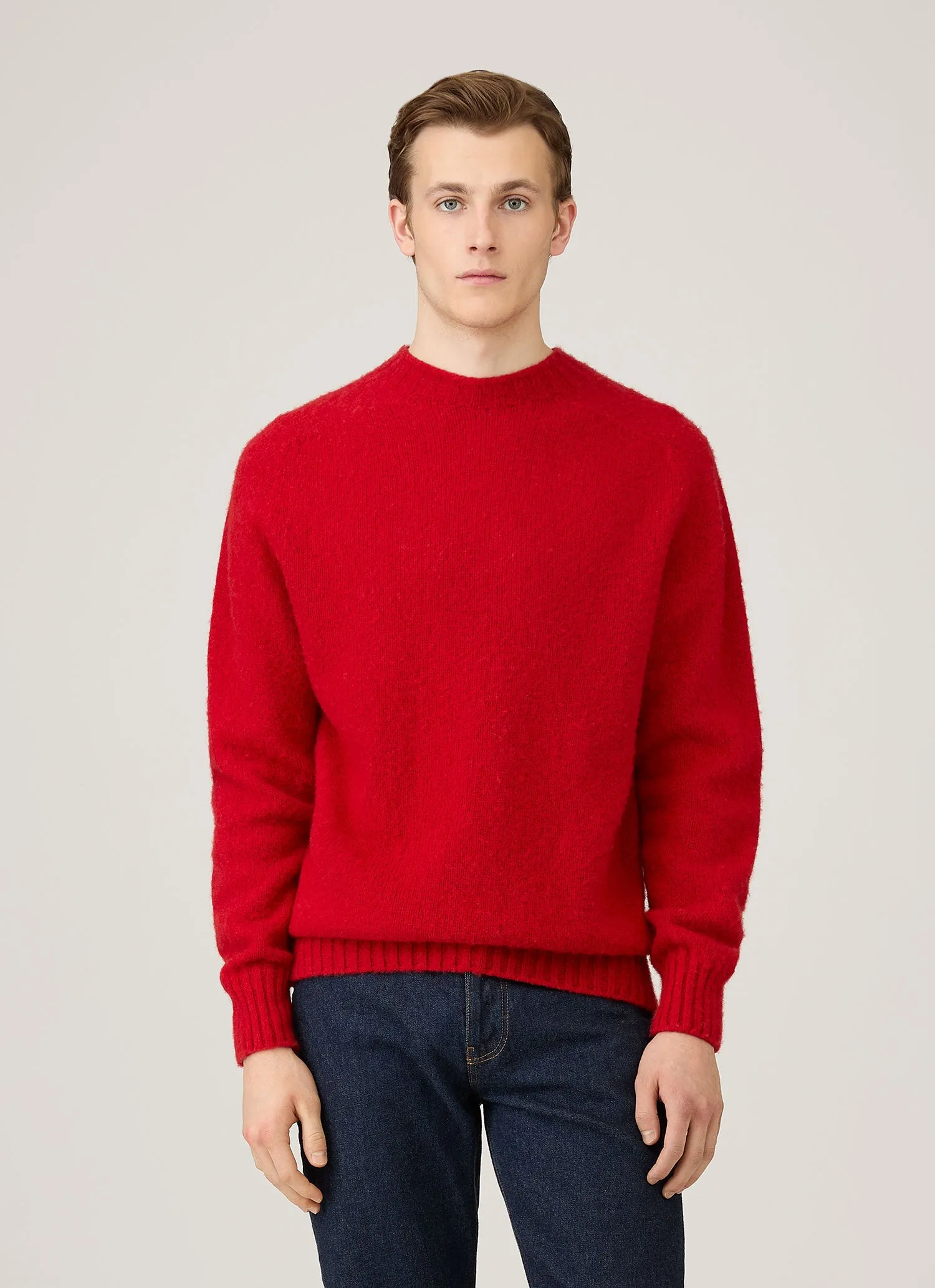 Men's Shetland Crew Neck Jumper in Bright Red sold by Sunspel product image thumbnail 2
