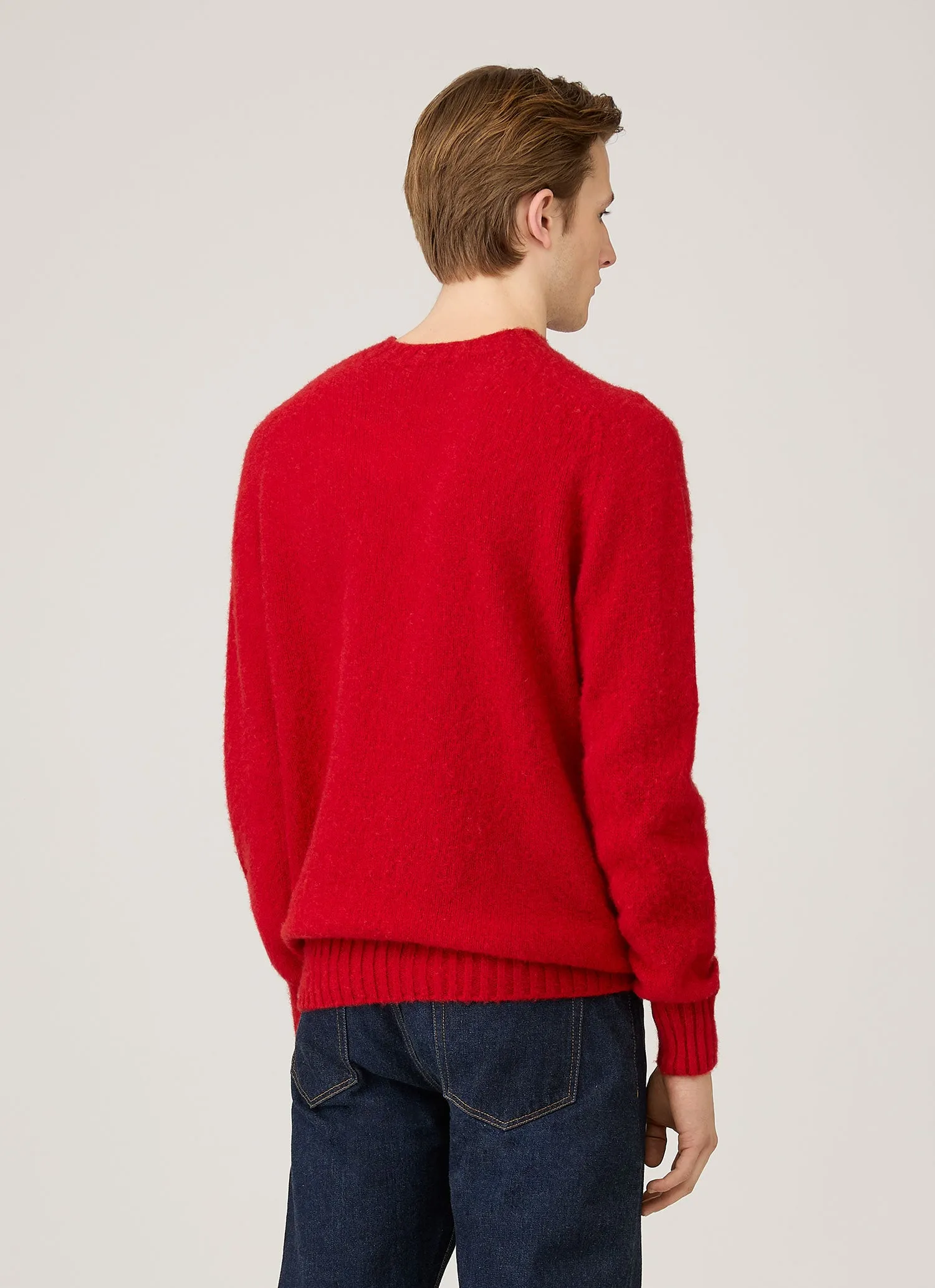 Men's Shetland Crew Neck Jumper in Bright Red sold by Sunspel product image thumbnail 5