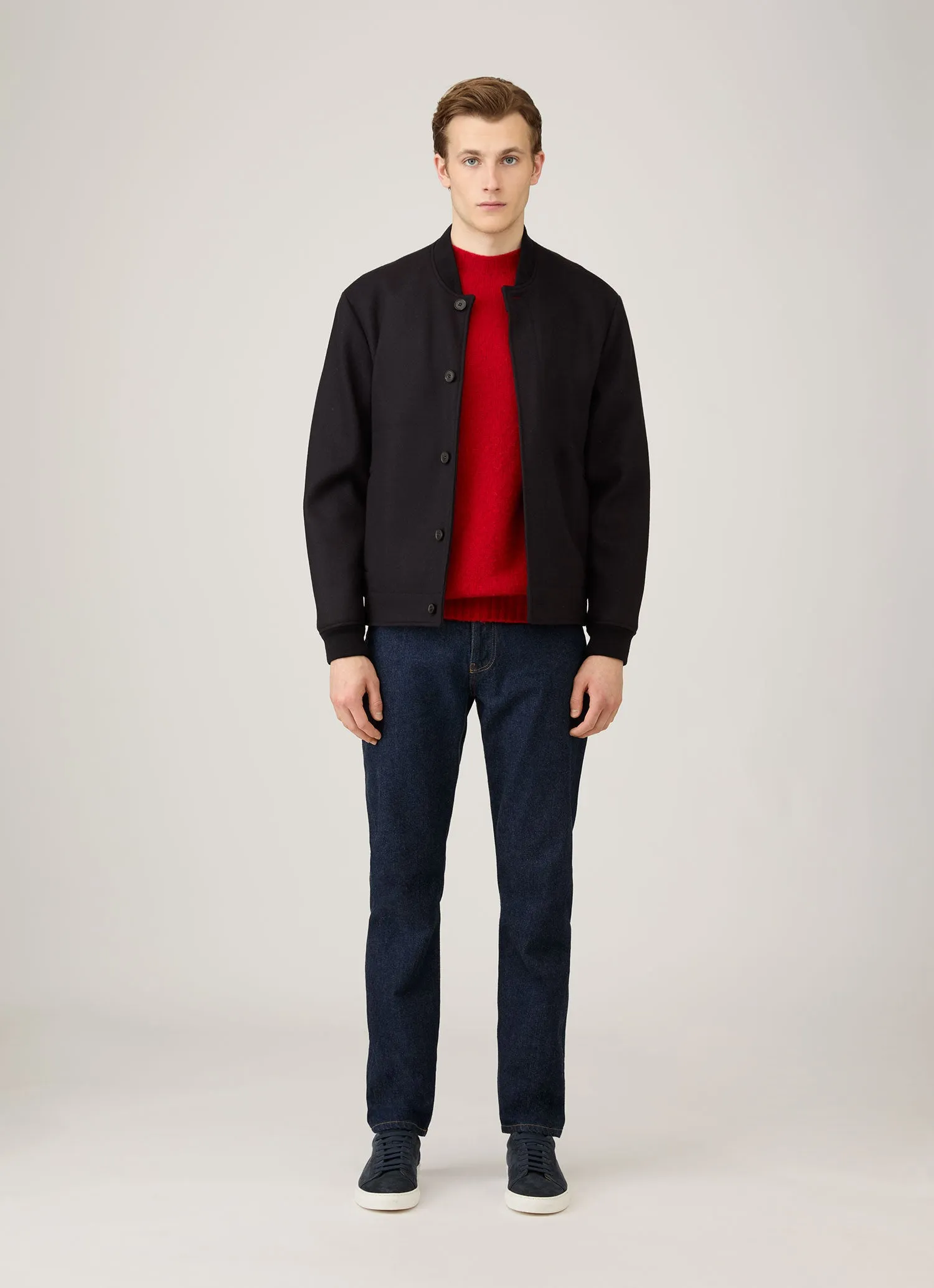 Men's Shetland Crew Neck Jumper in Bright Red sold by Sunspel product image thumbnail 3