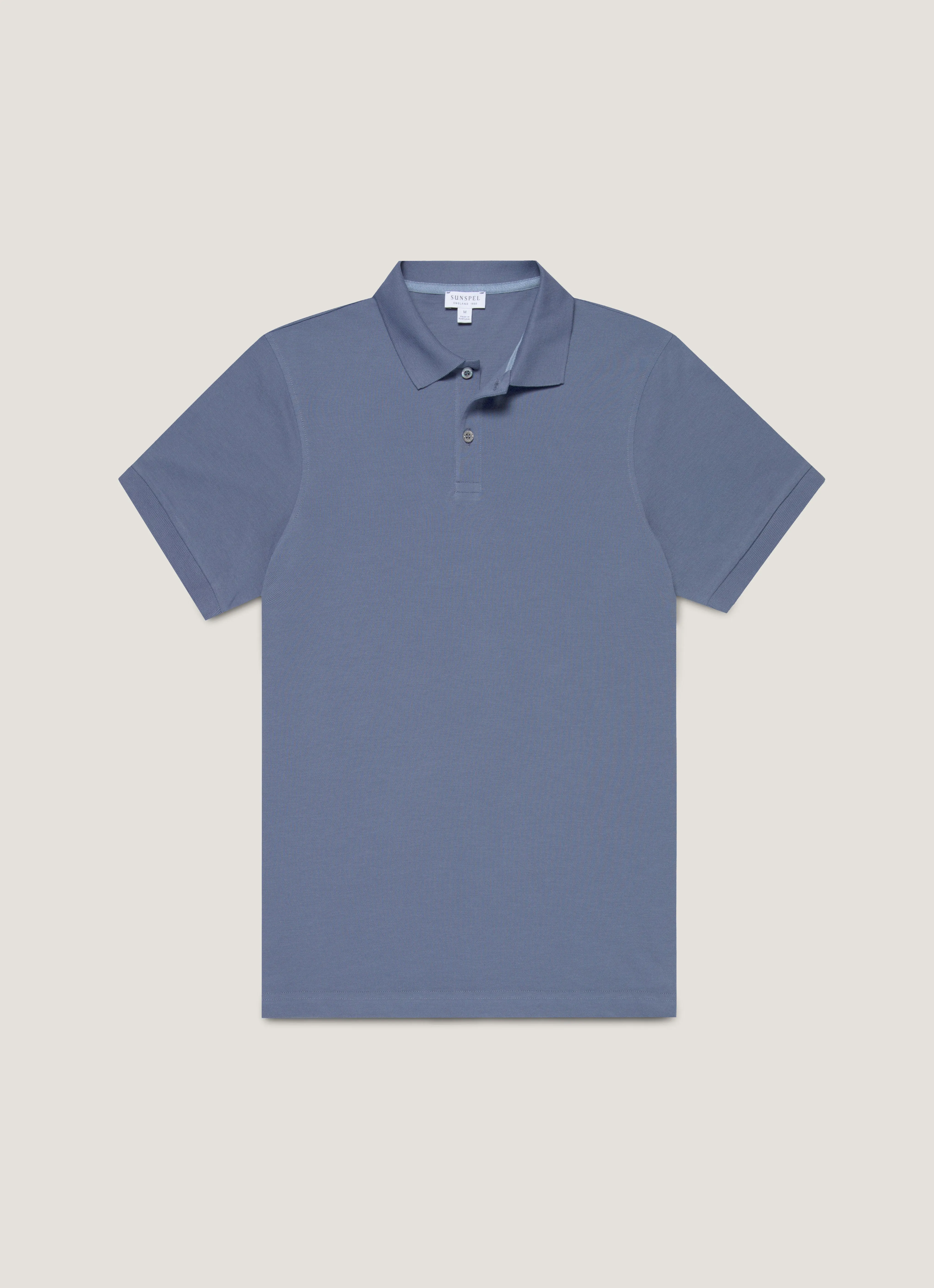 Men's Piqué Polo Shirt in Selvedge Blue sold by Sunspel