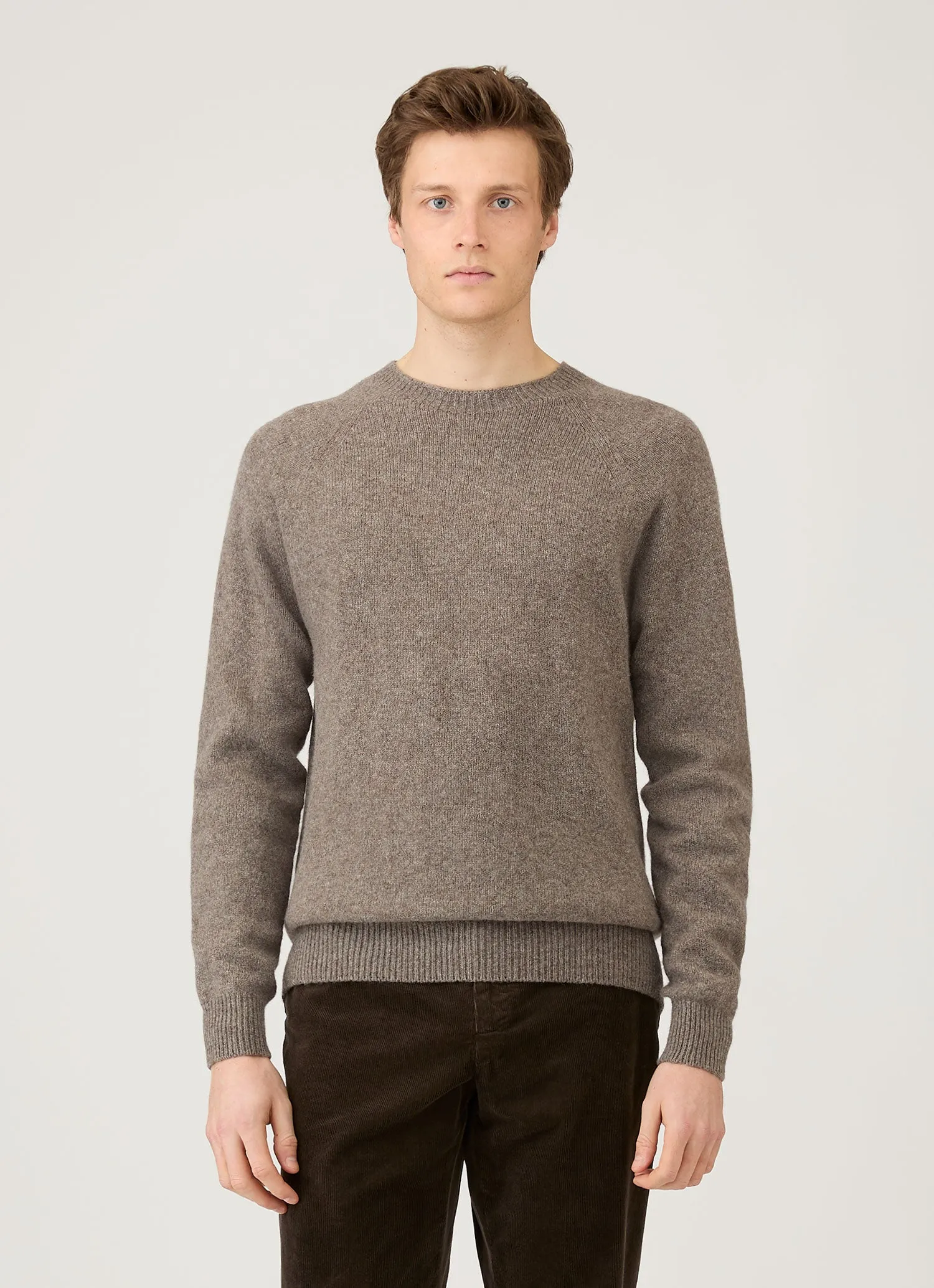 Men's Lambswool Crew Neck Jumper in Bark sold by Sunspel product image thumbnail 2
