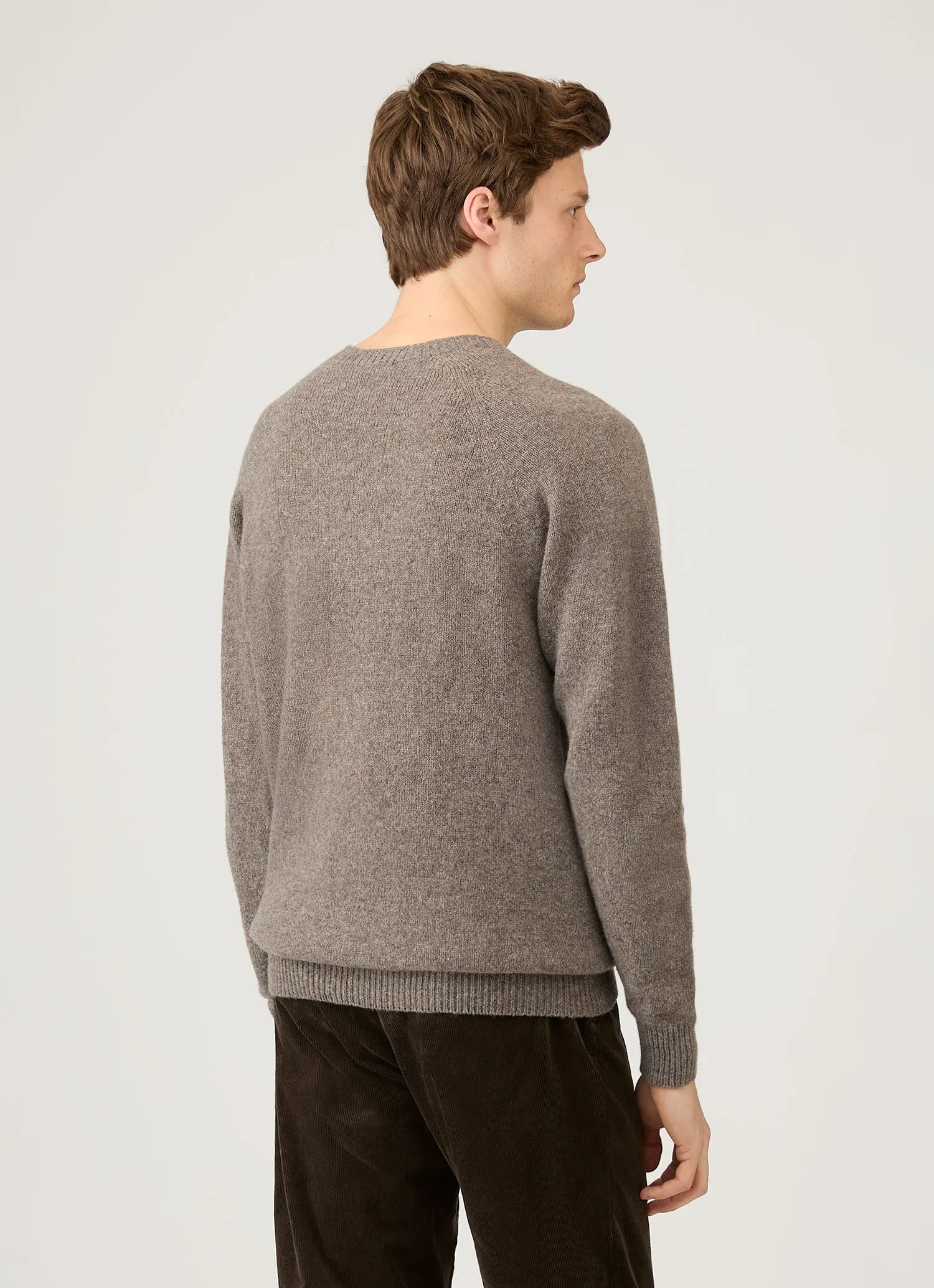Men's Lambswool Crew Neck Jumper in Bark sold by Sunspel product image thumbnail 5