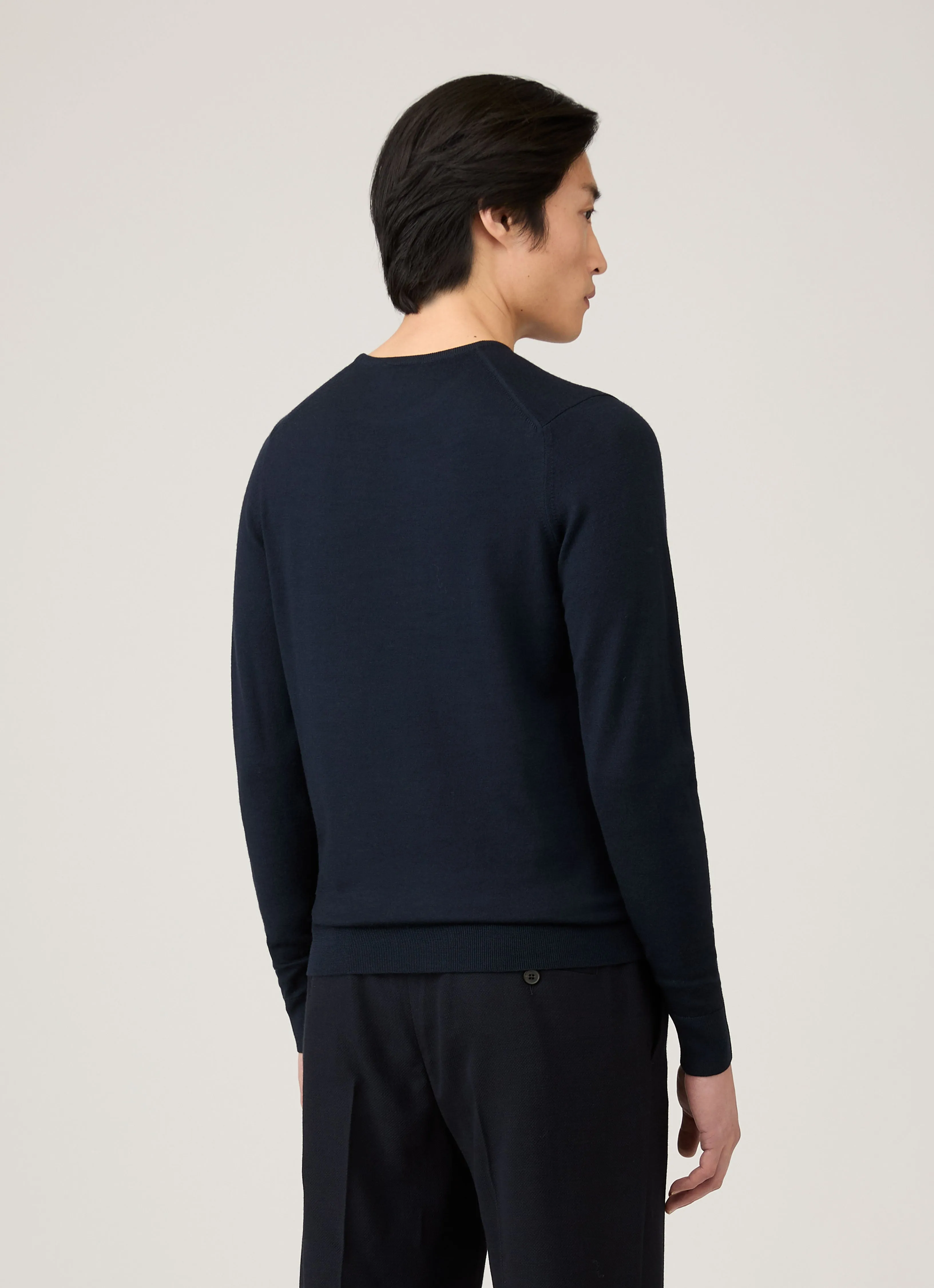 Men's Extra-Fine Merino Crew Neck in Navy sold by Sunspel product image thumbnail 5