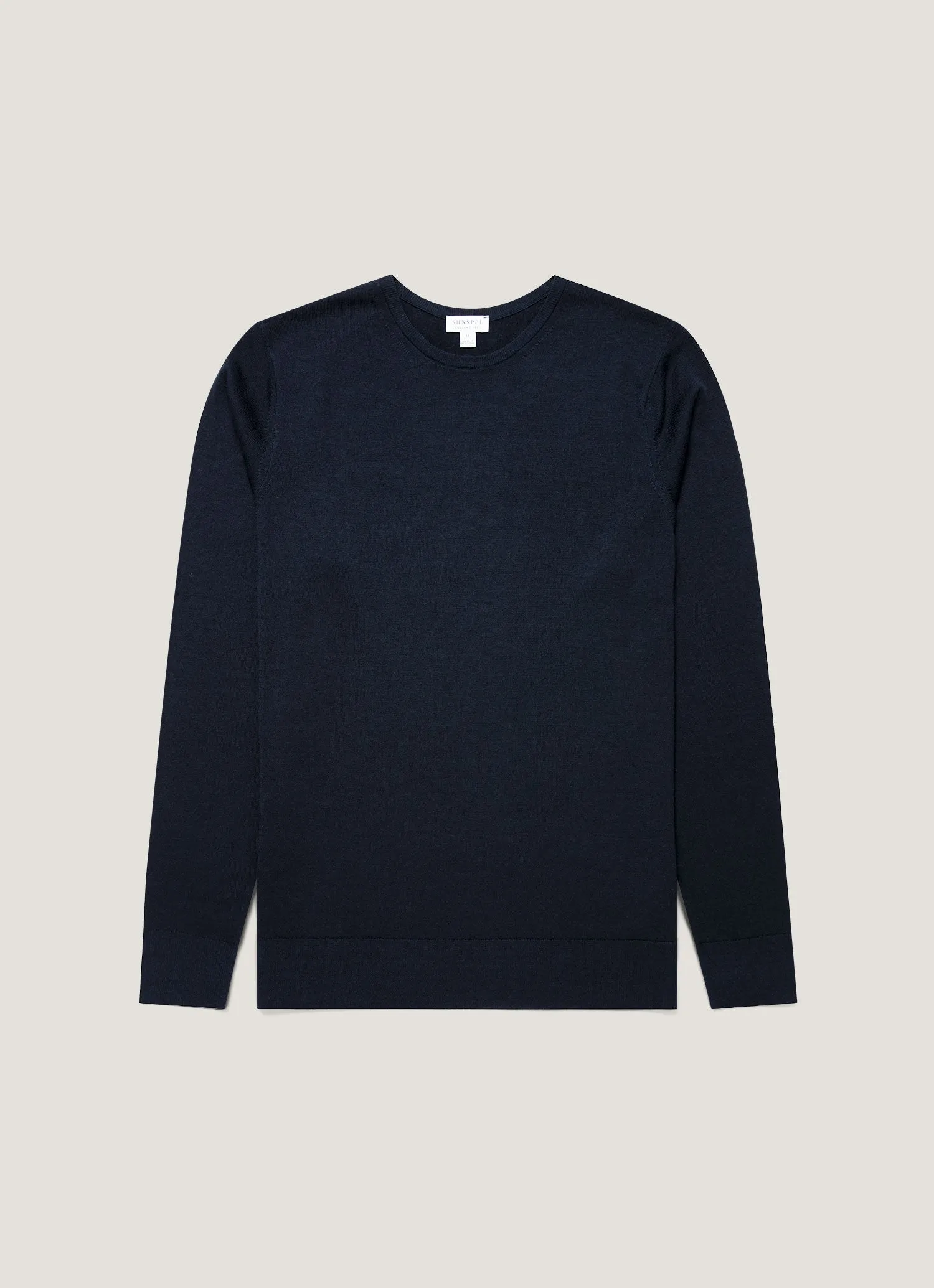 Men's Extra-Fine Merino Crew Neck in Navy sold by Sunspel