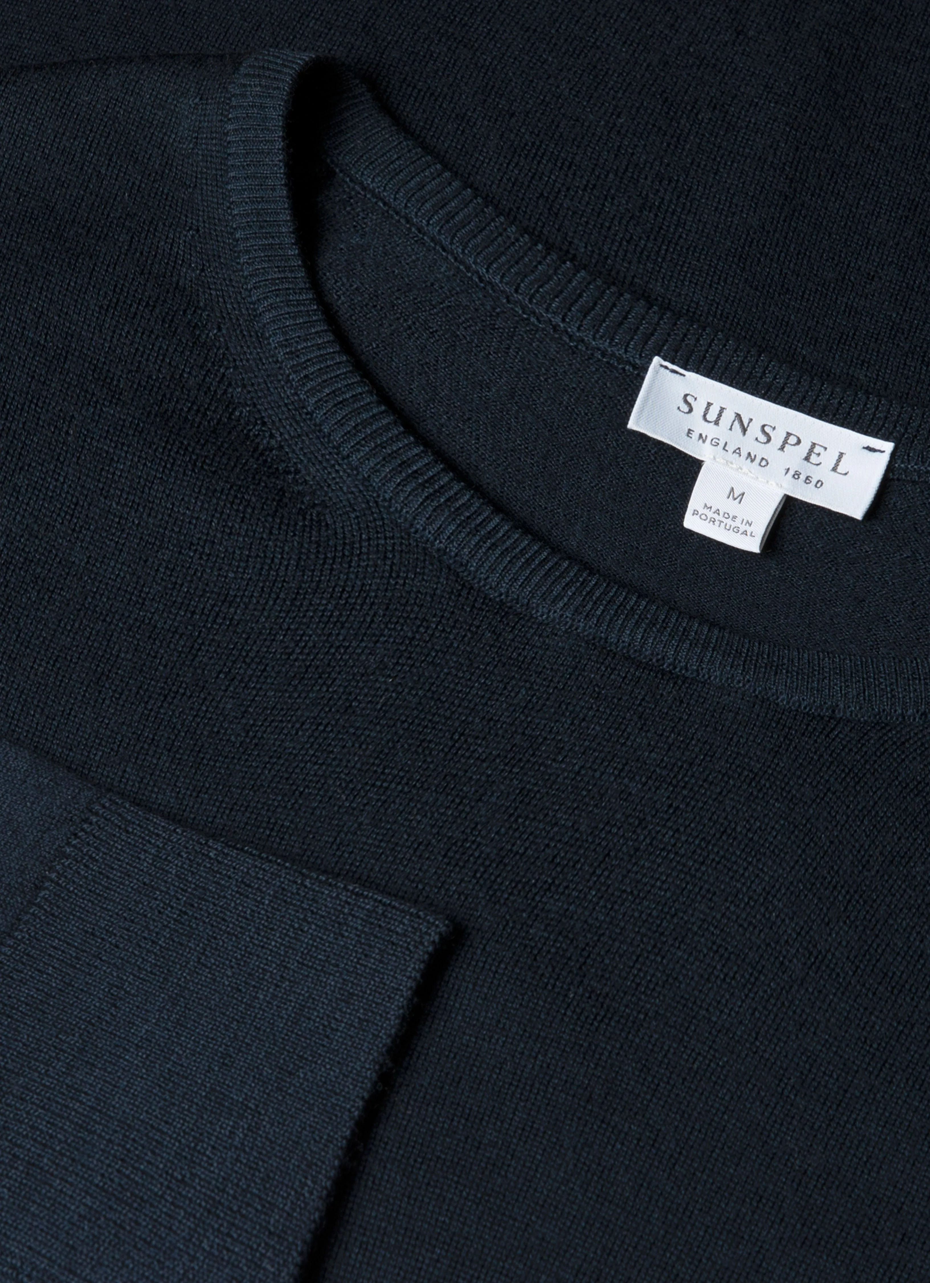 Men's Extra-Fine Merino Crew Neck in Navy sold by Sunspel product image thumbnail 4
