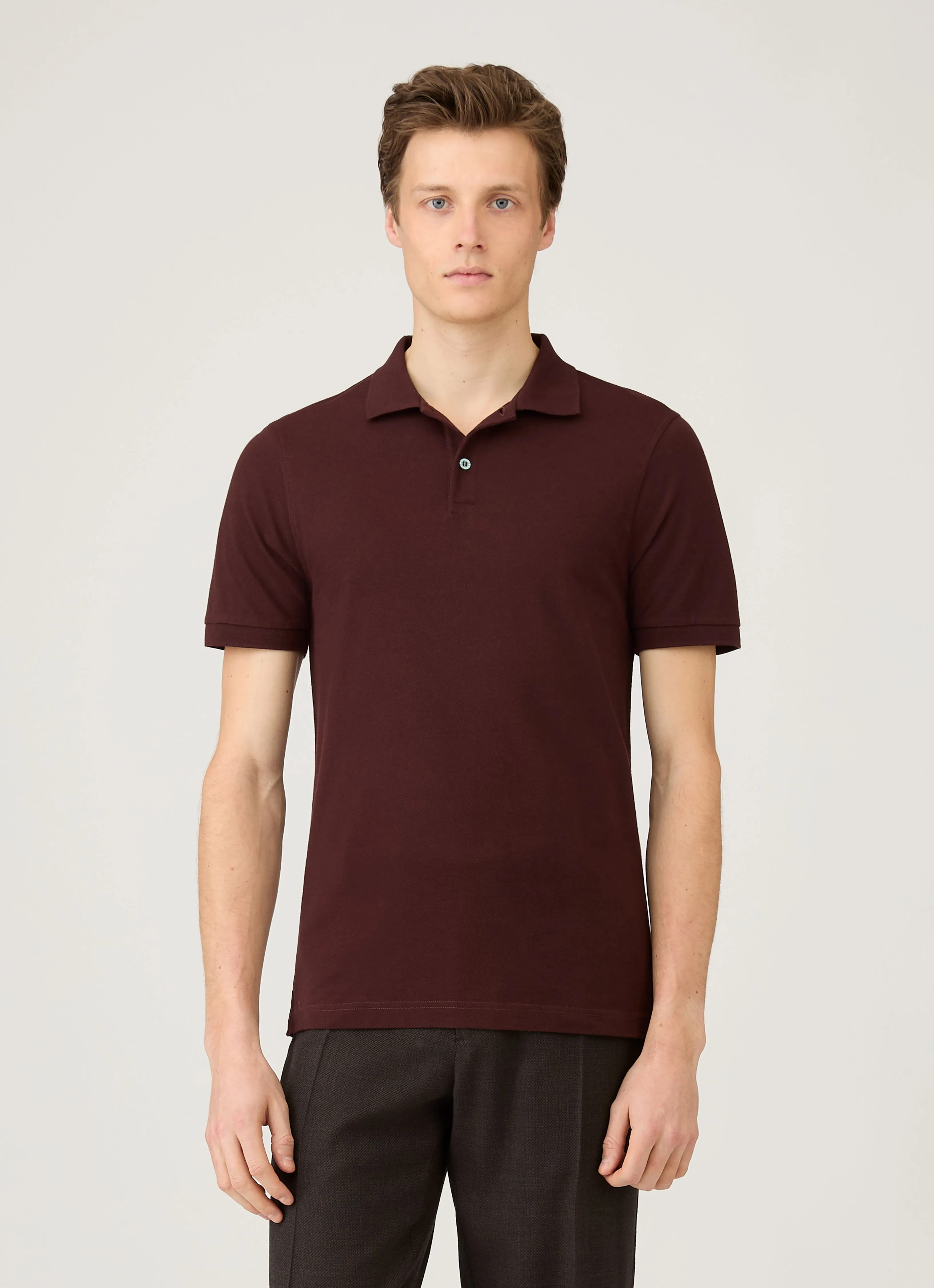 Men's Piqué Polo Shirt in Bakelite sold by Sunspel product image thumbnail 2