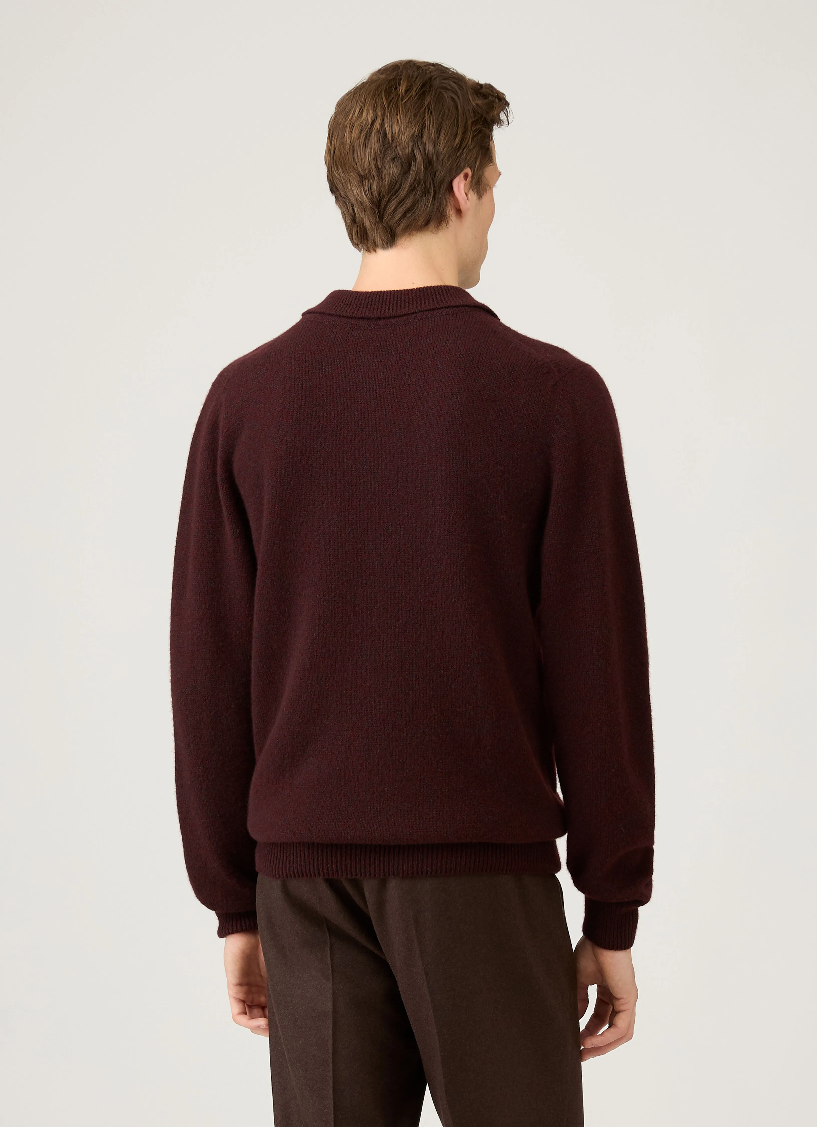 Men's Lambswool Polo Shirt in Bakelite Twist sold by Sunspel product image thumbnail 5