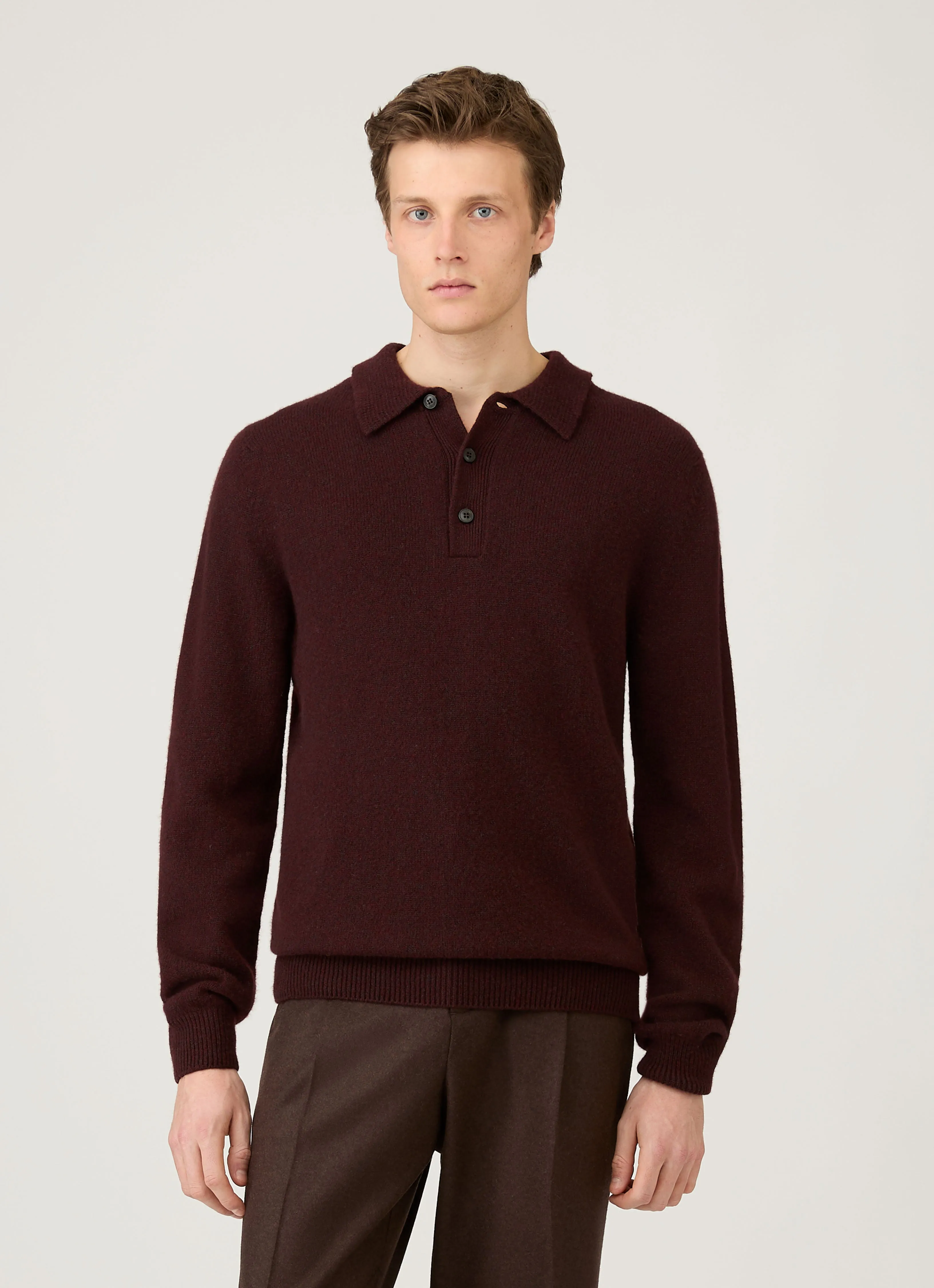 Men's Lambswool Polo Shirt in Bakelite Twist sold by Sunspel product image thumbnail 2