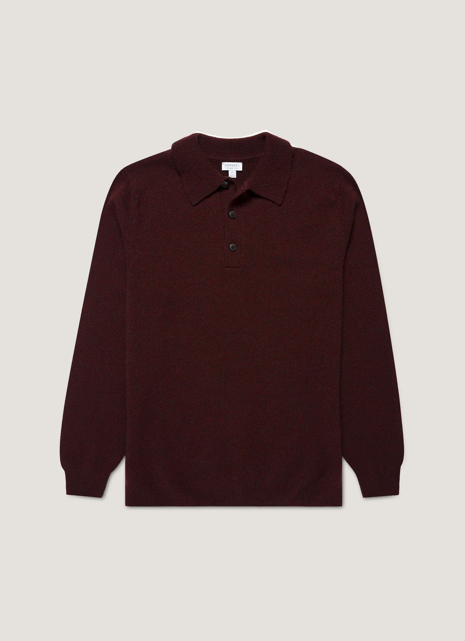 Men's Lambswool Polo Shirt in Bakelite Twist sold by Sunspel