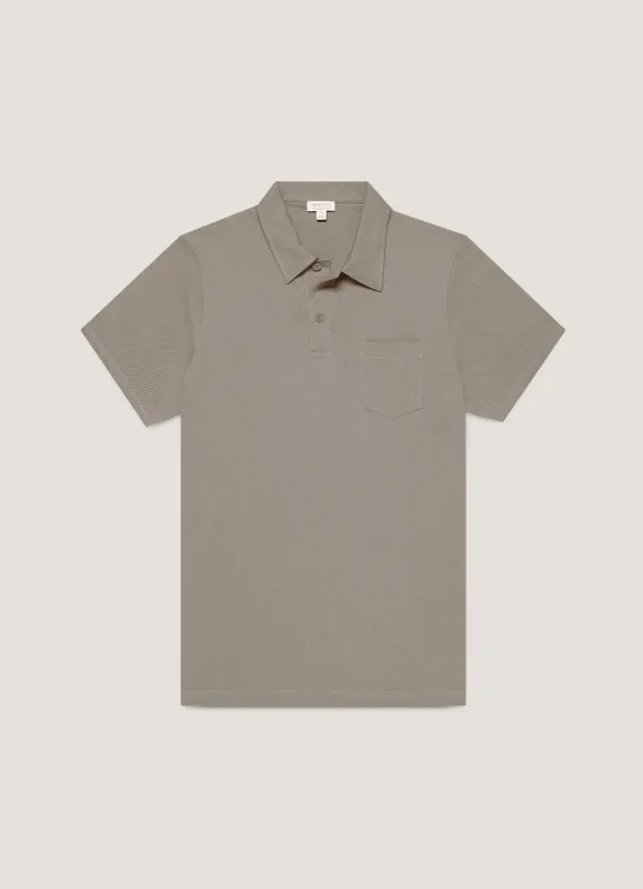 Men's Riviera Polo Shirt in Iron Grey sold by Sunspel