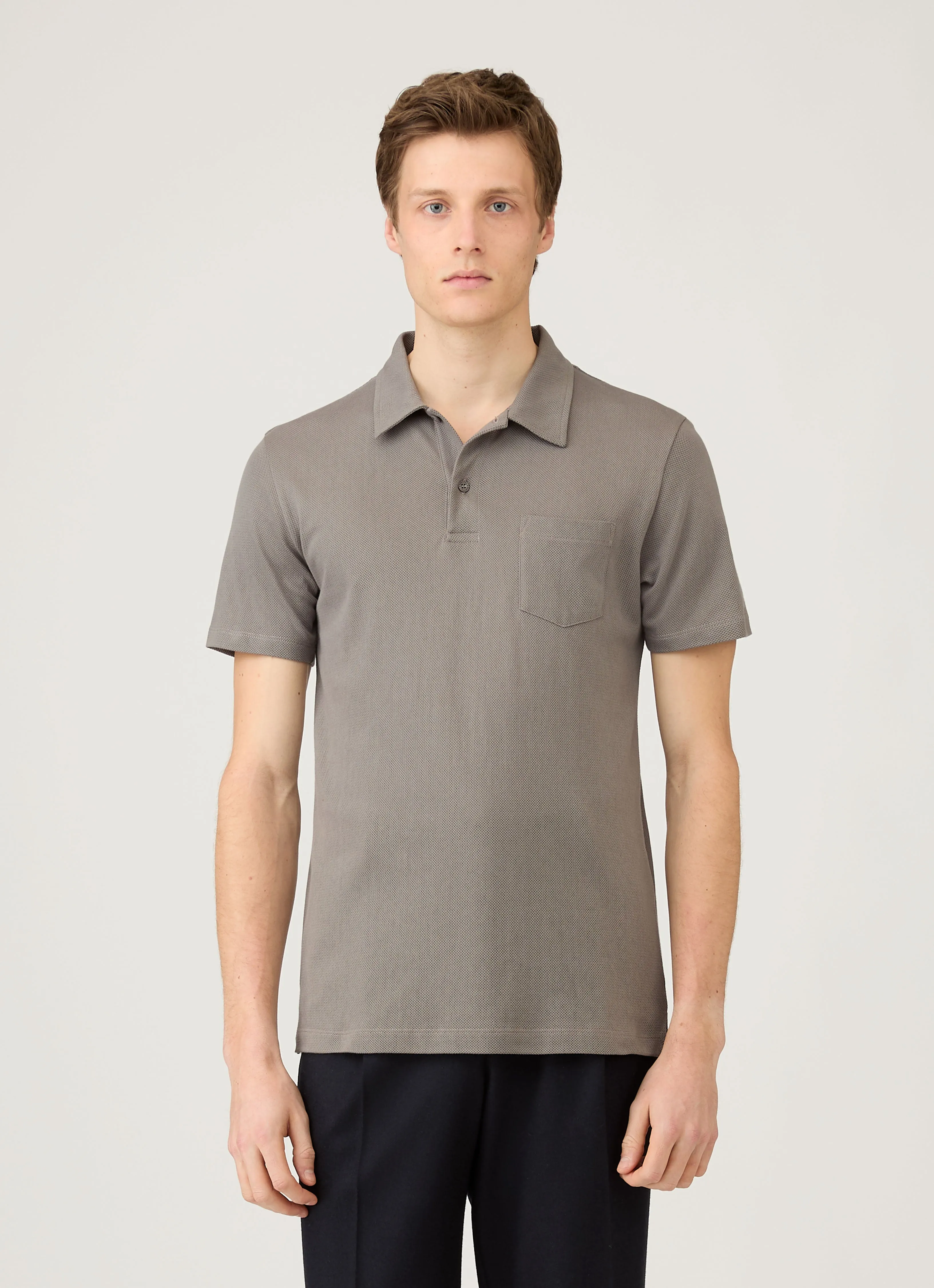 Men's Riviera Polo Shirt in Iron Grey sold by Sunspel product image thumbnail 2