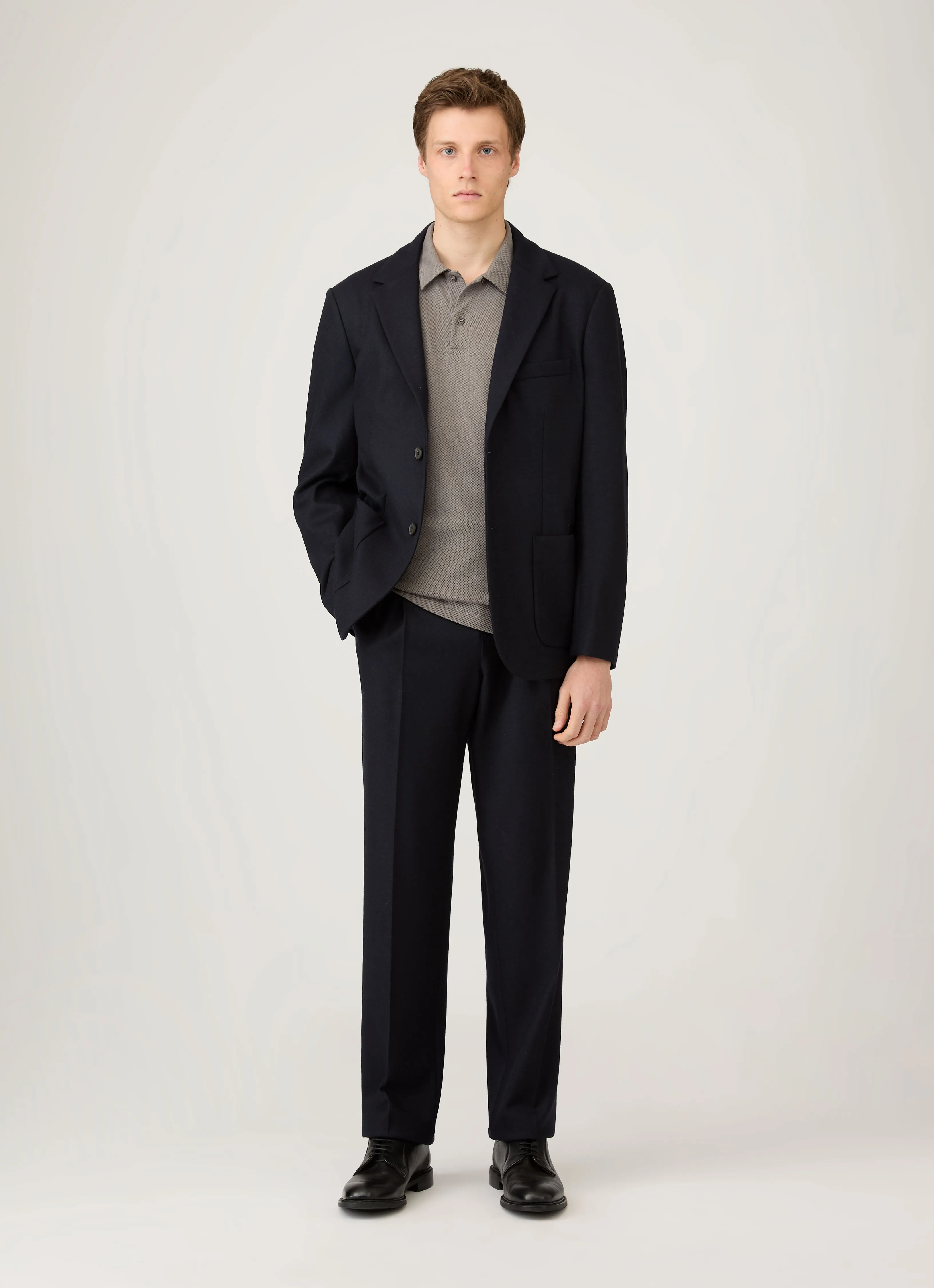 Men's Riviera Polo Shirt in Iron Grey sold by Sunspel product image thumbnail 3