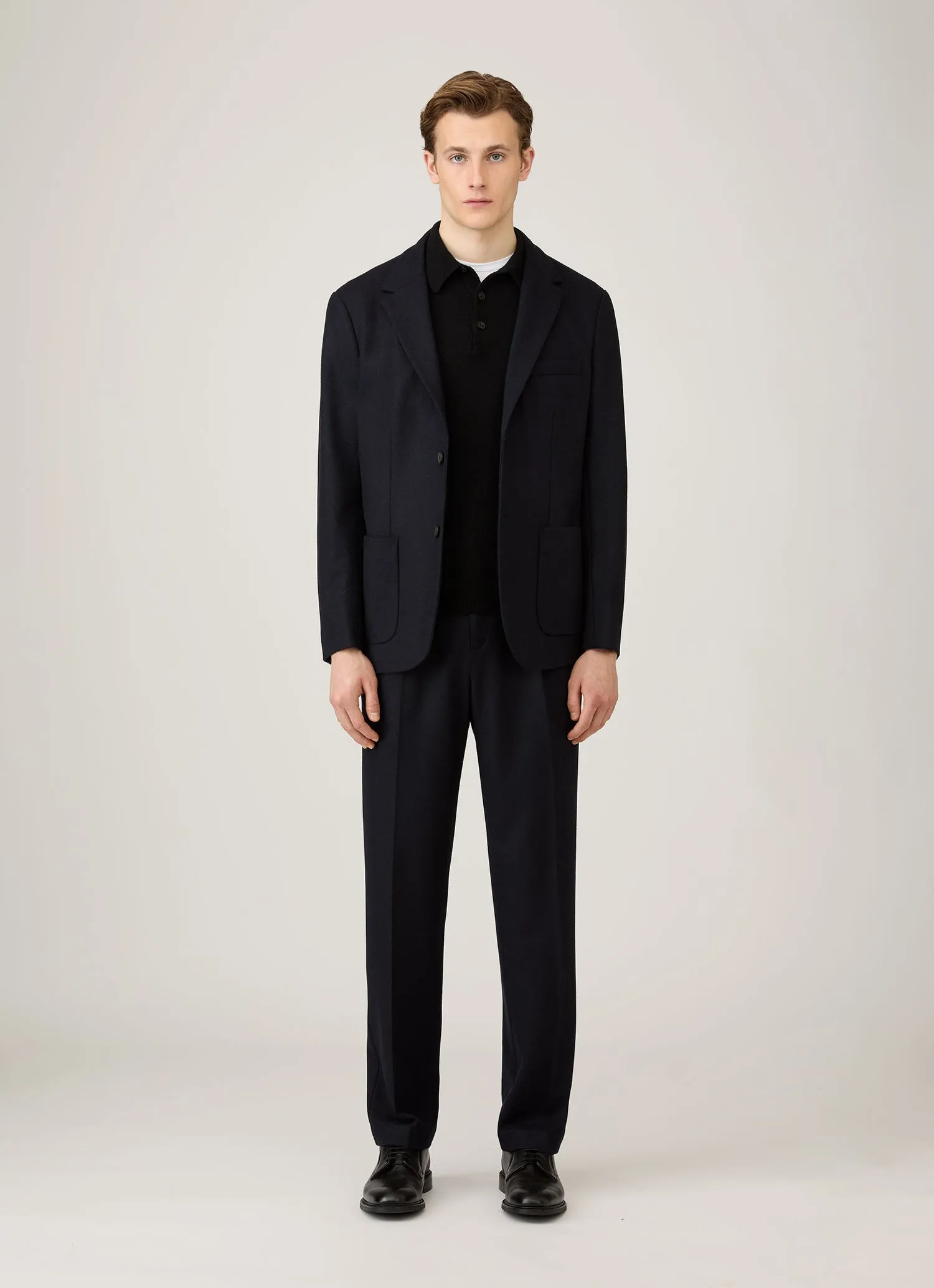 Men's Cashmere Polo Shirt in Black sold by Sunspel product image thumbnail 3