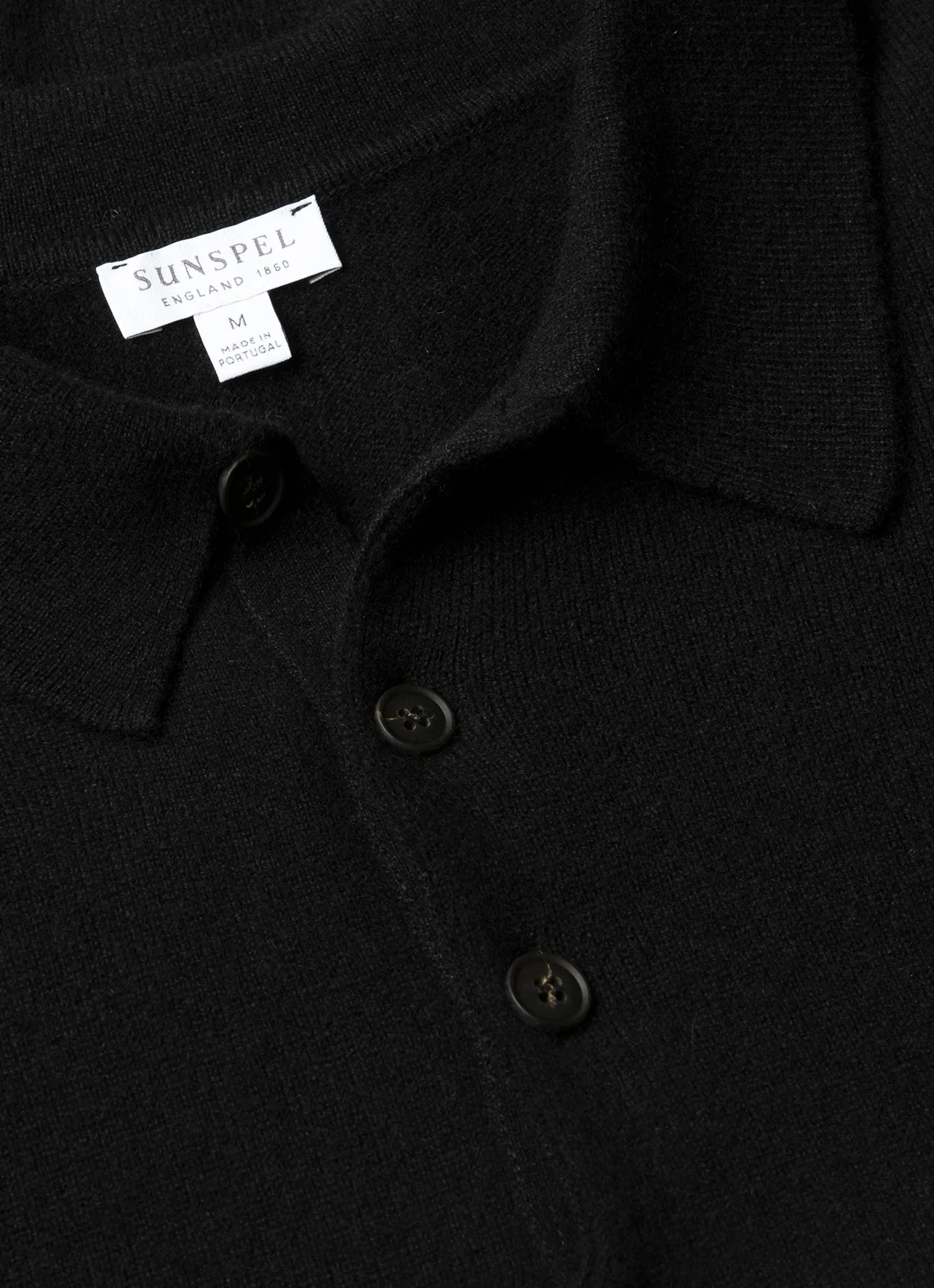 Men's Cashmere Polo Shirt in Black sold by Sunspel product image thumbnail 4