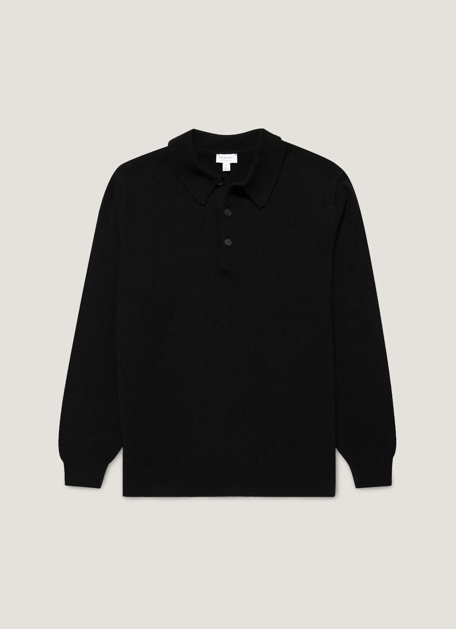 Men's Cashmere Polo Shirt in Black sold by Sunspel