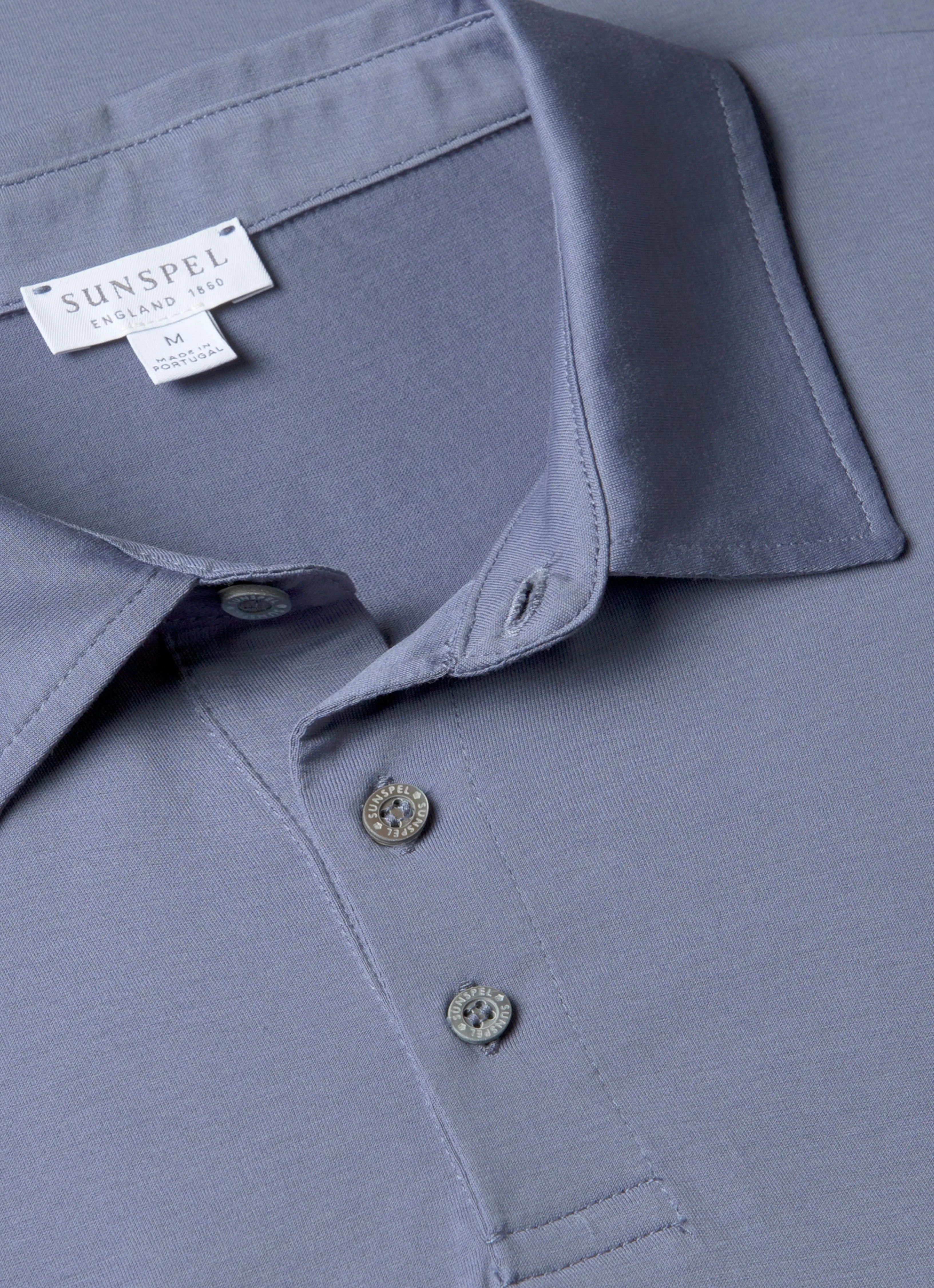 Men's Classic Jersey Polo Shirt in Selvedge Blue sold by Sunspel product image thumbnail 4