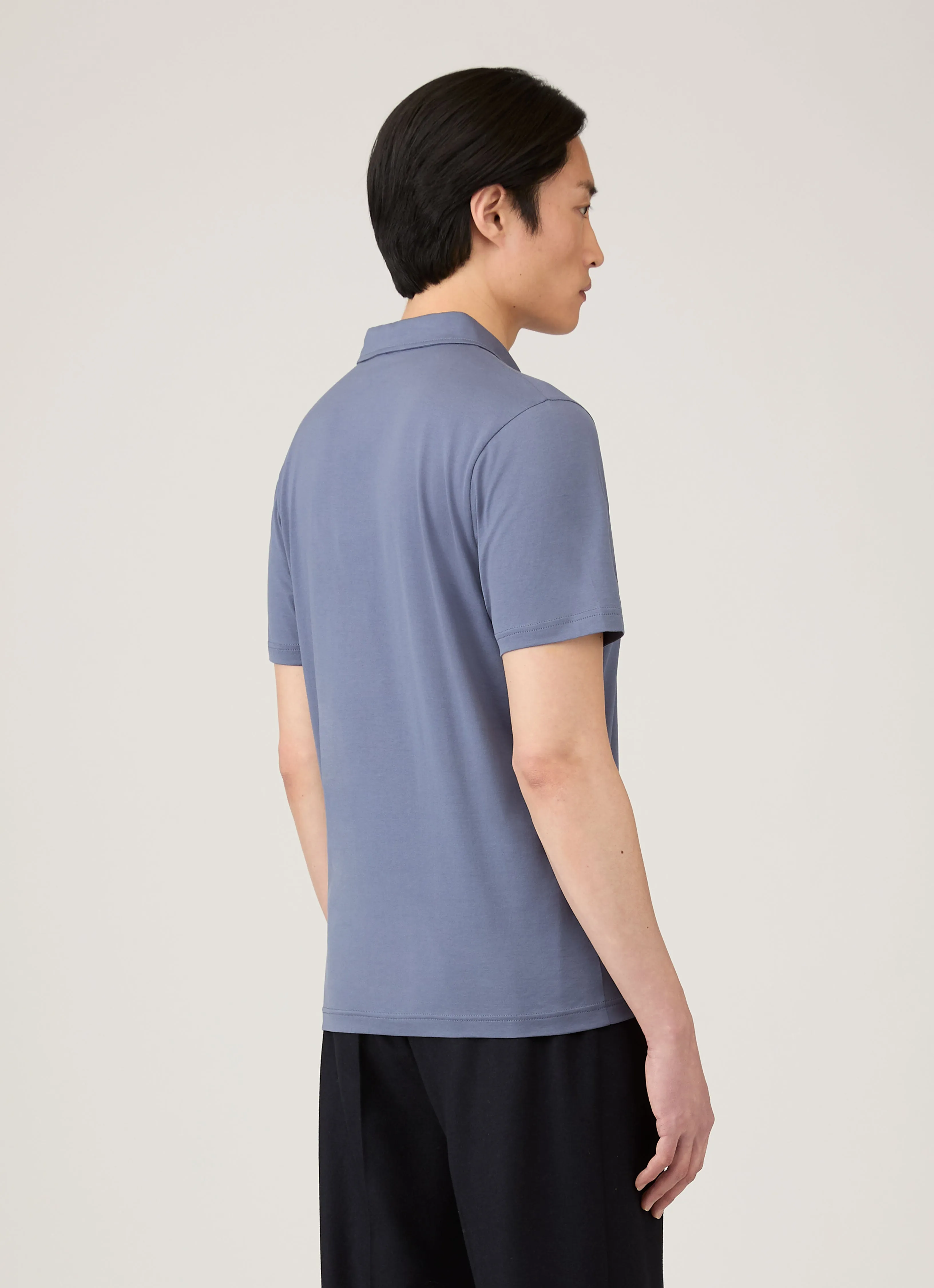 Men's Classic Jersey Polo Shirt in Selvedge Blue sold by Sunspel product image thumbnail 5