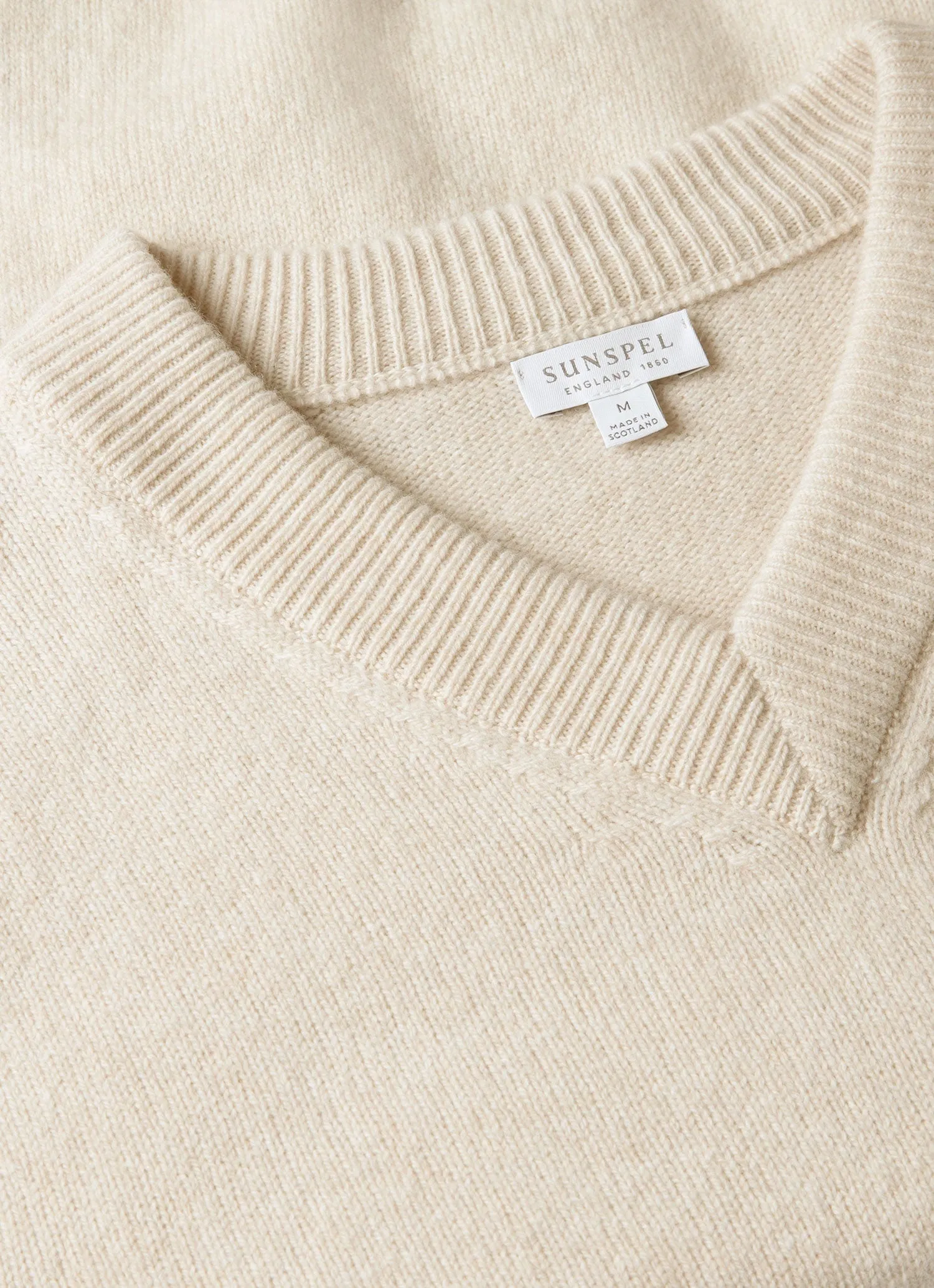 Men's Lambswool V-neck Jumper in Oatmeal Melange sold by Sunspel product image thumbnail 4