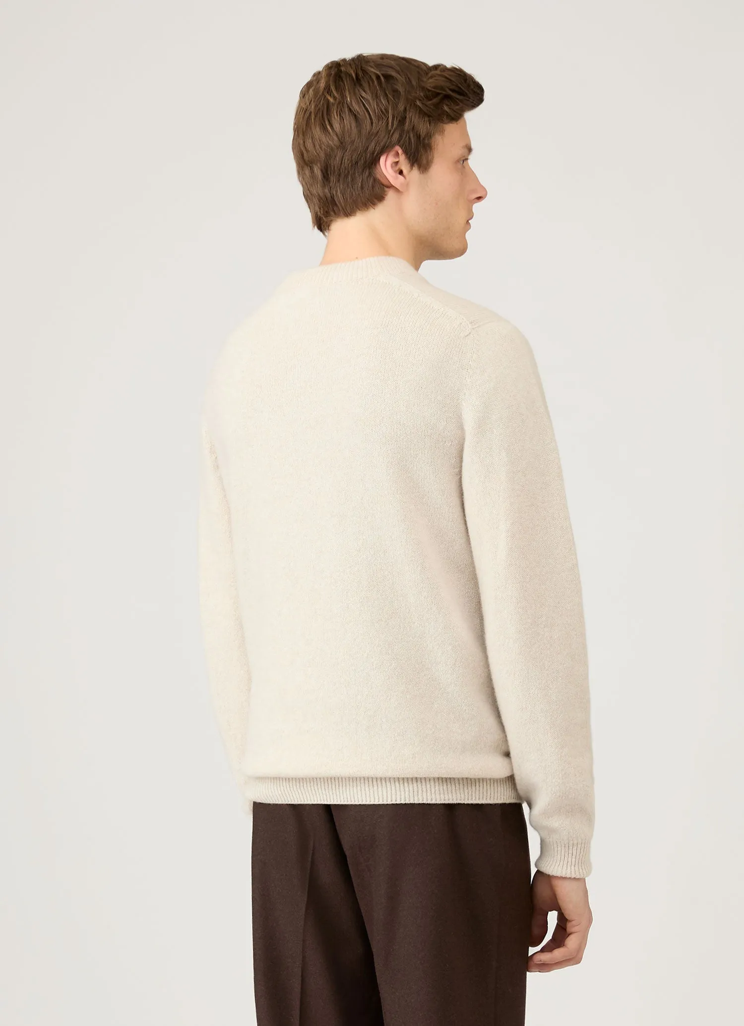 Men's Lambswool V-neck Jumper in Oatmeal Melange sold by Sunspel product image thumbnail 5