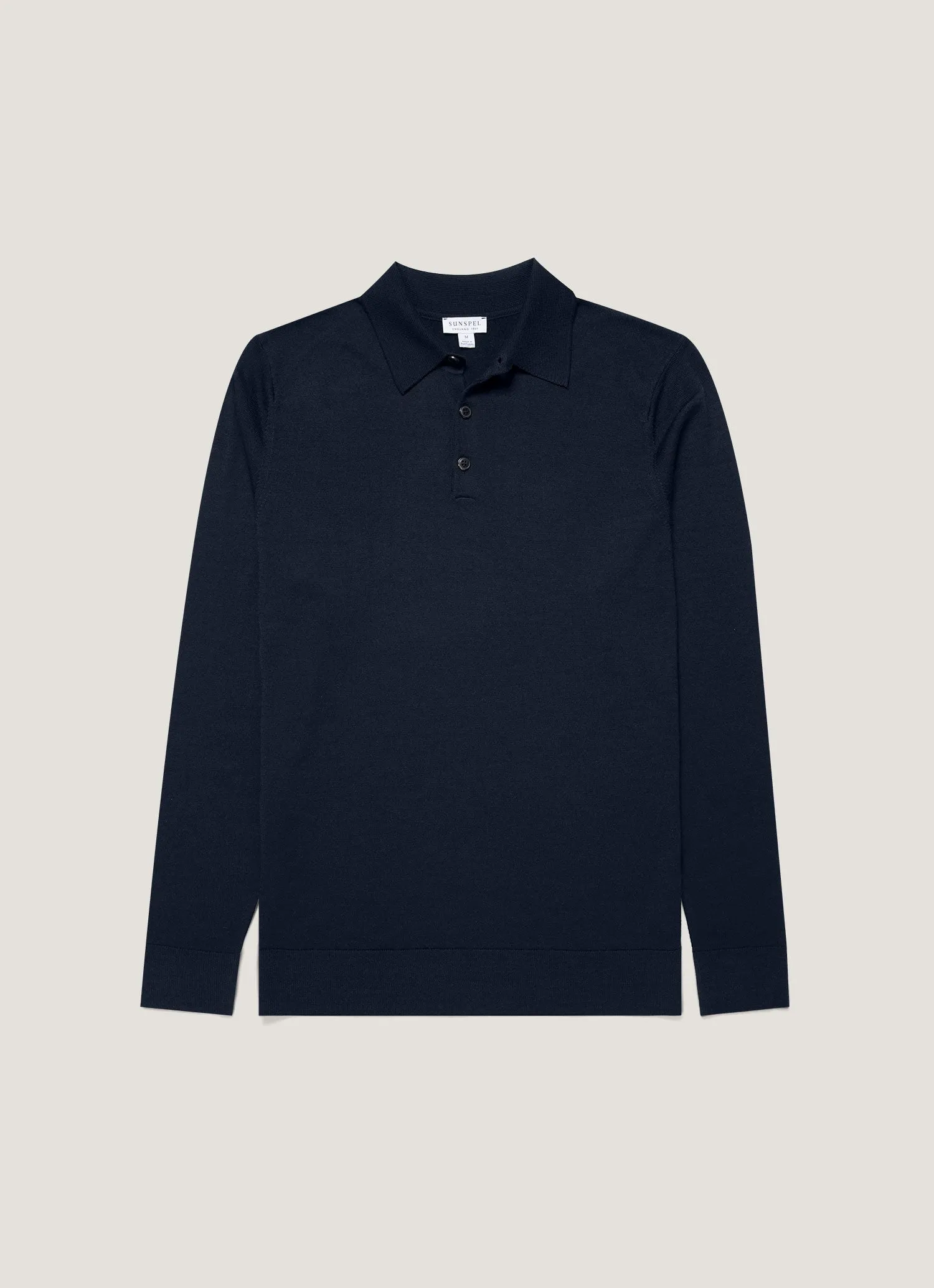 Men's Extra-Fine Merino Polo Shirt in Navy sold by Sunspel