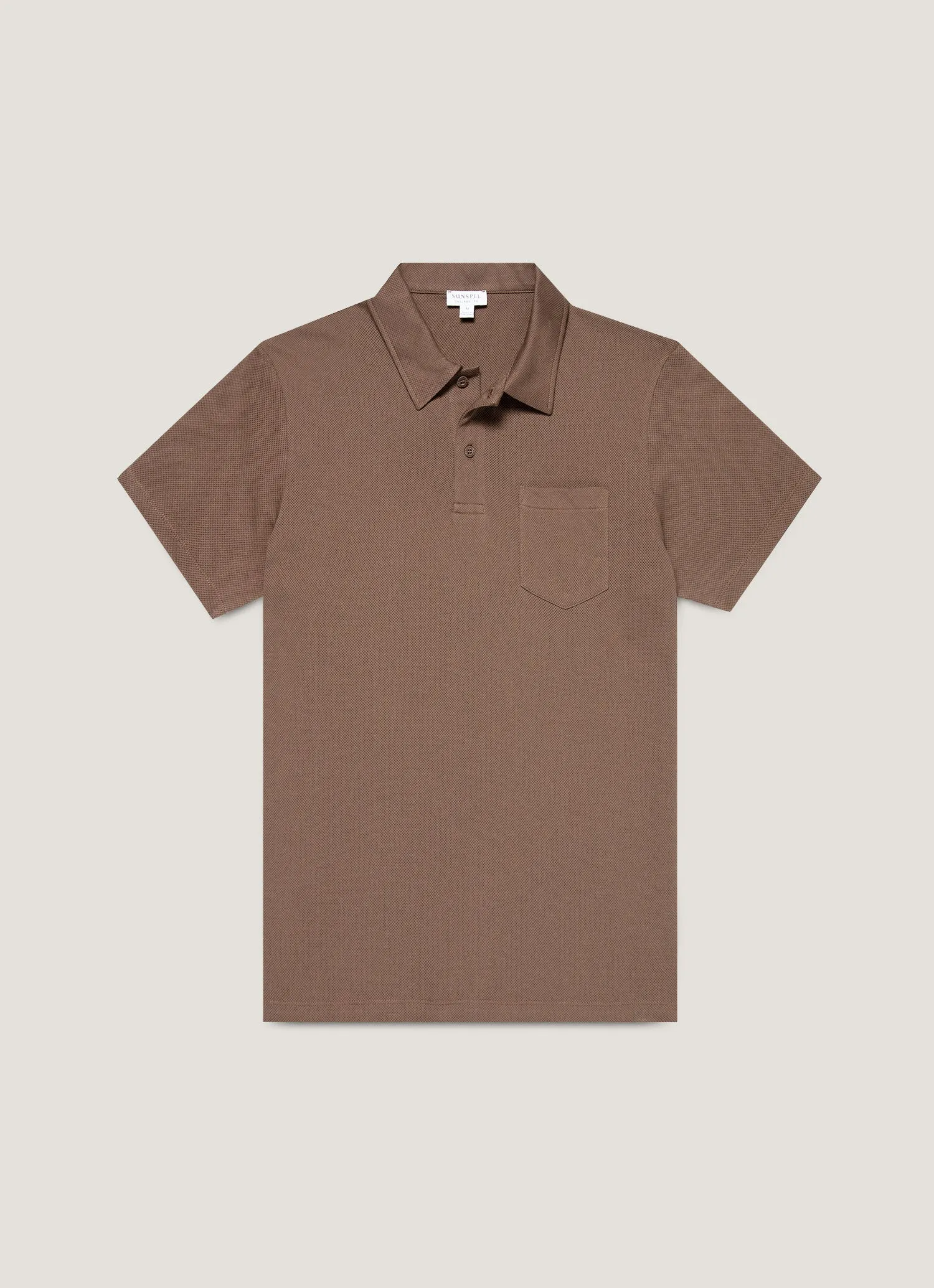 Men's Riviera Polo Shirt in Bark sold by Sunspel