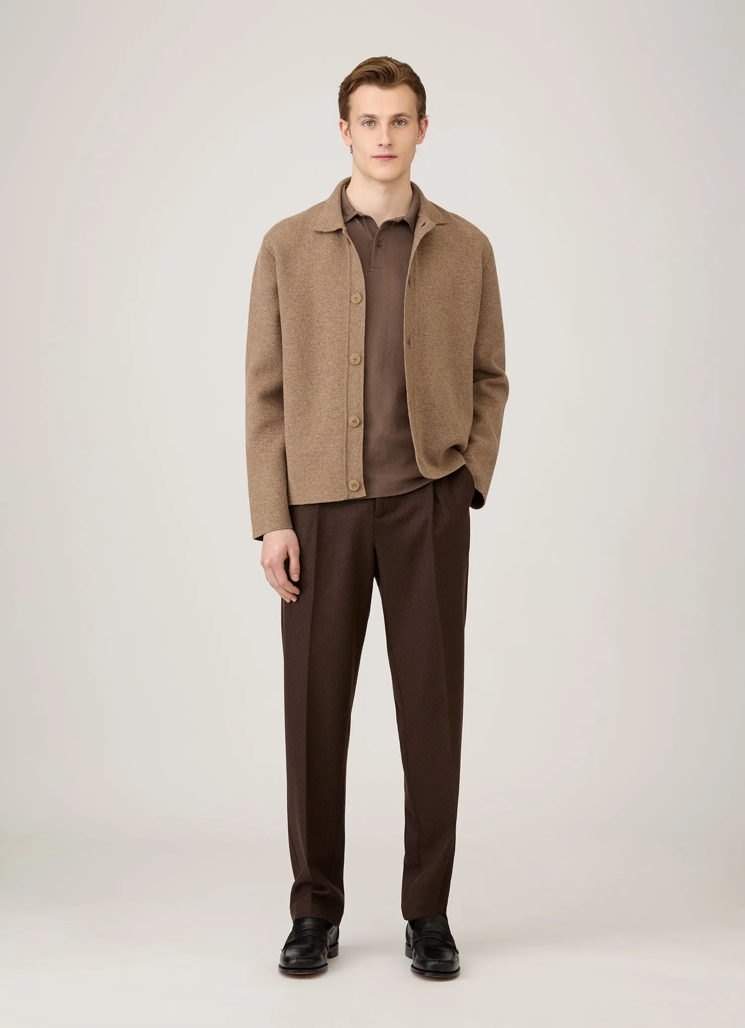 Men's Riviera Polo Shirt in Bark sold by Sunspel product image thumbnail 3