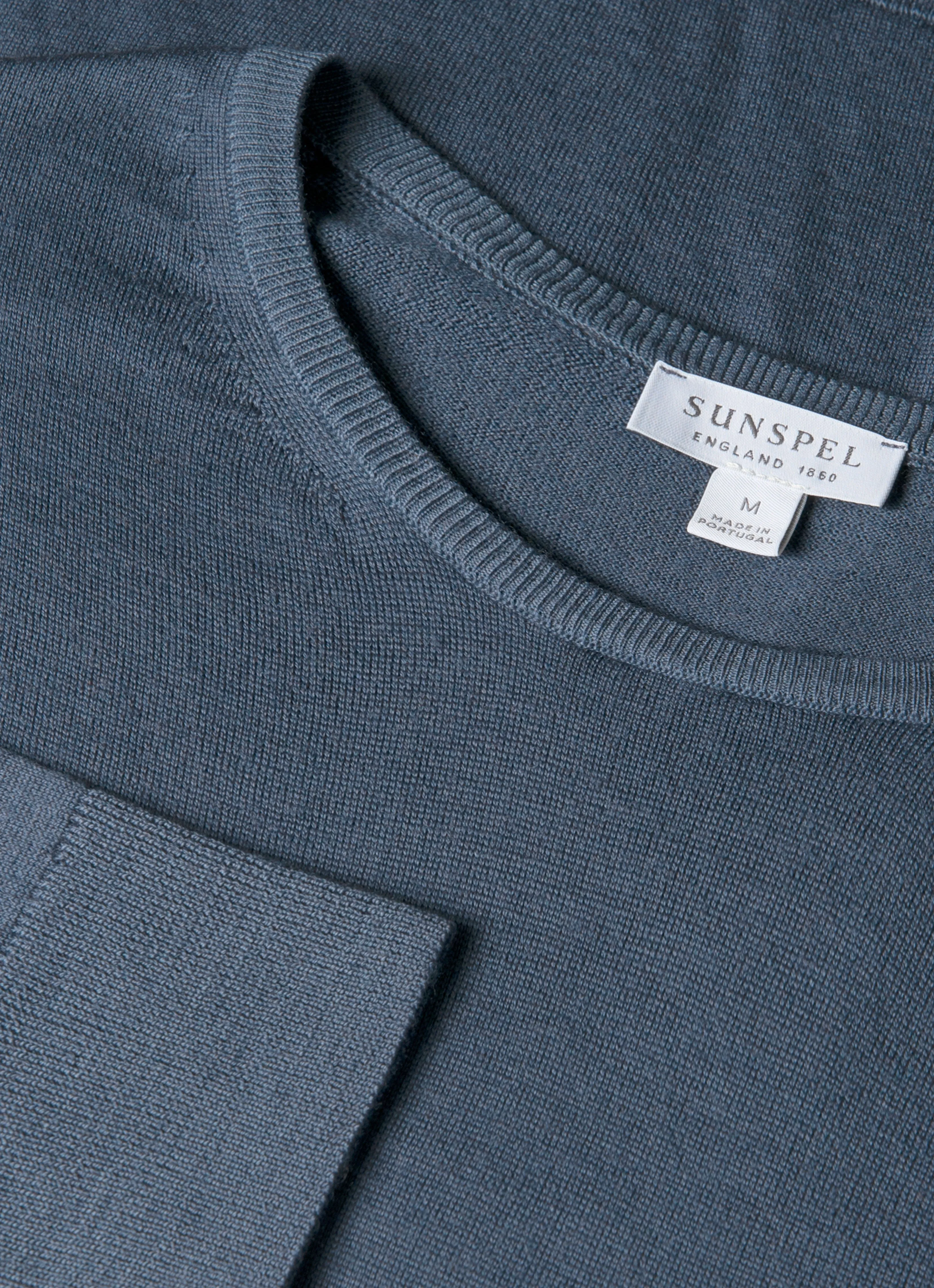 Men's Extra-Fine Merino Crew Neck in Slate Blue sold by Sunspel product image thumbnail 4
