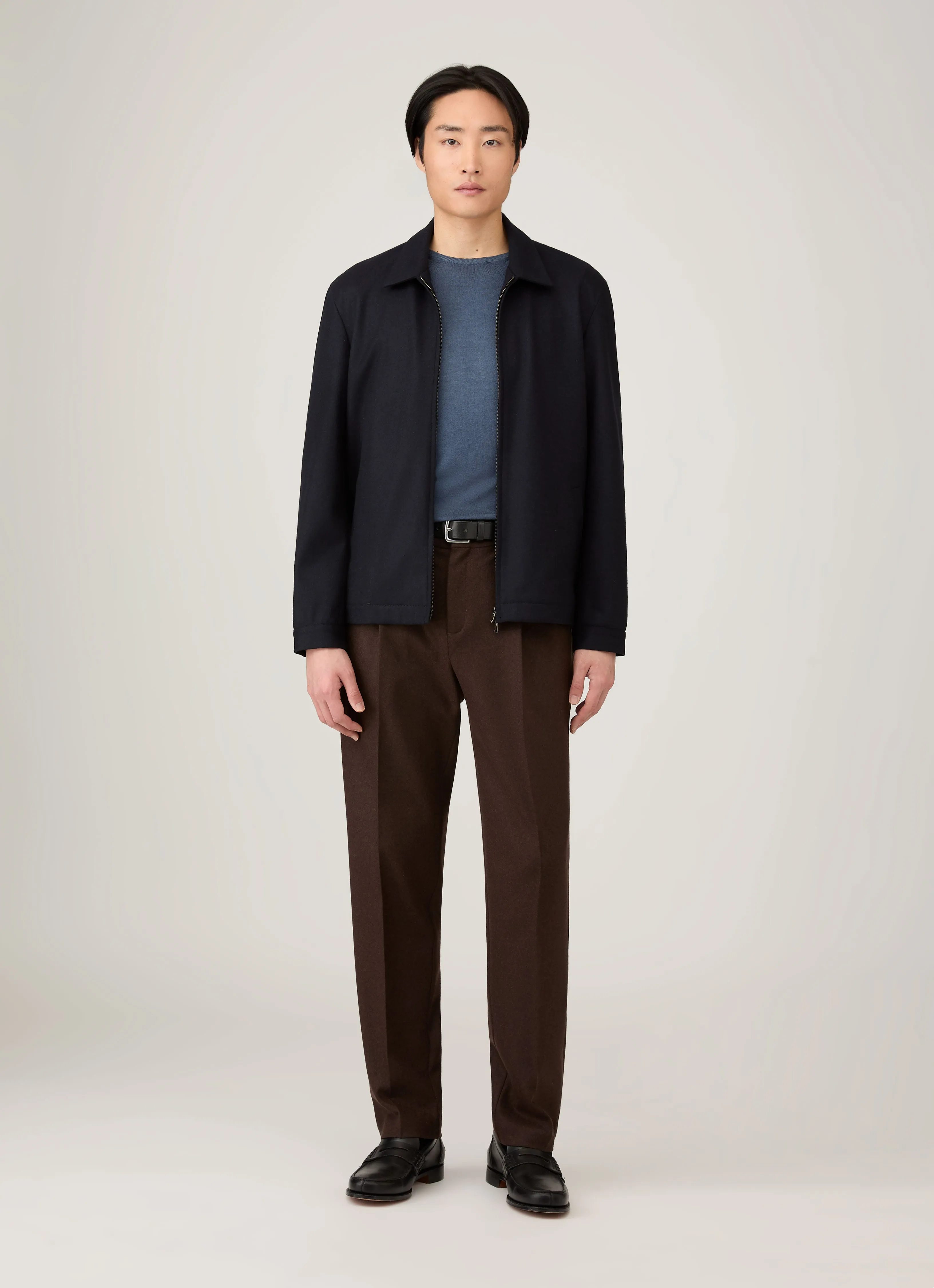 Men's Extra-Fine Merino Crew Neck in Slate Blue sold by Sunspel product image thumbnail 3