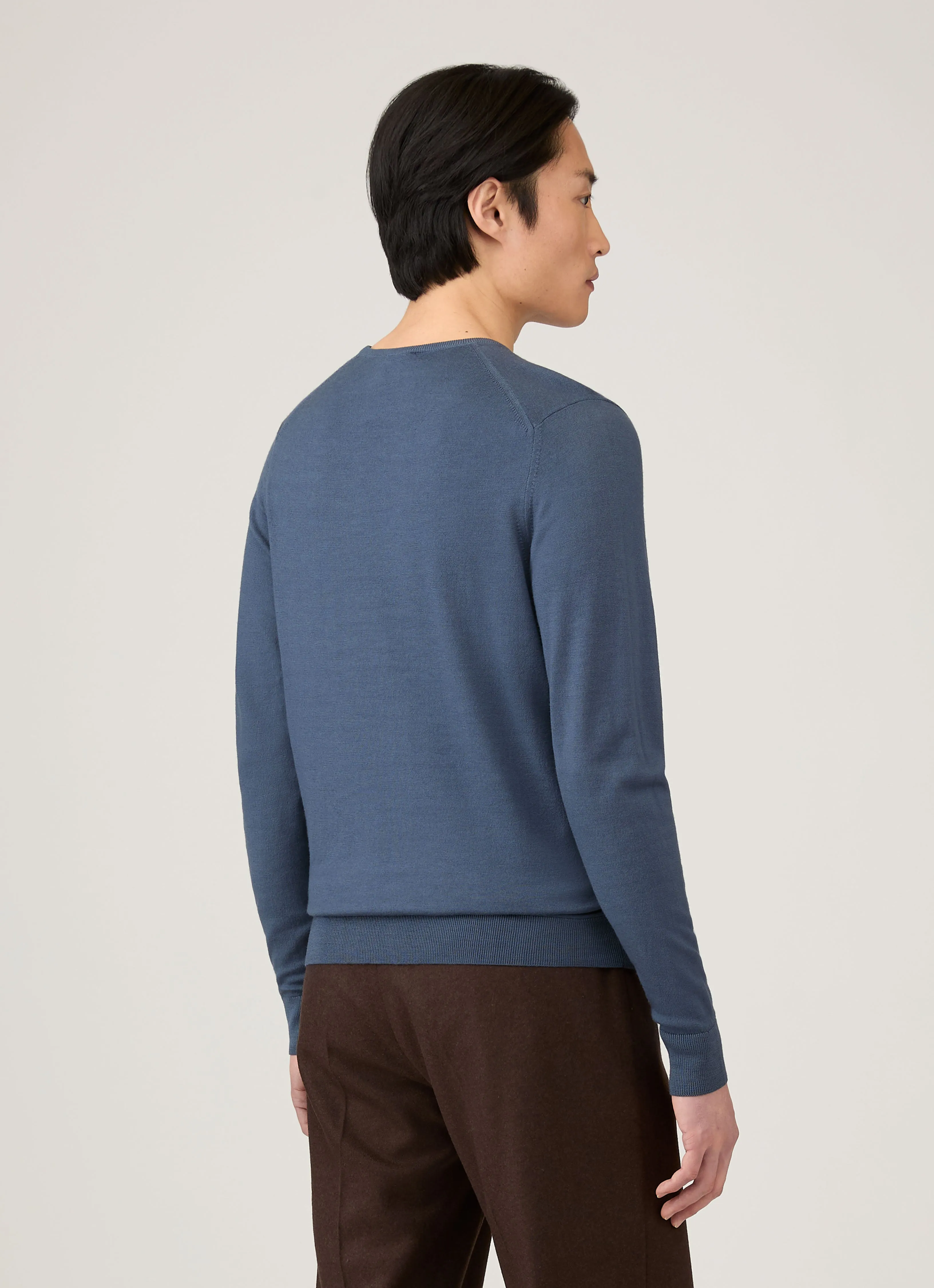 Men's Extra-Fine Merino Crew Neck in Slate Blue sold by Sunspel product image thumbnail 5