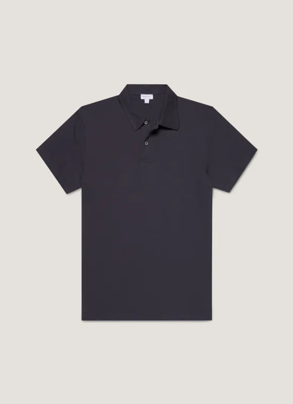 Men's Regular Fit Riviera Polo Shirt in Navy sold by Sunspel