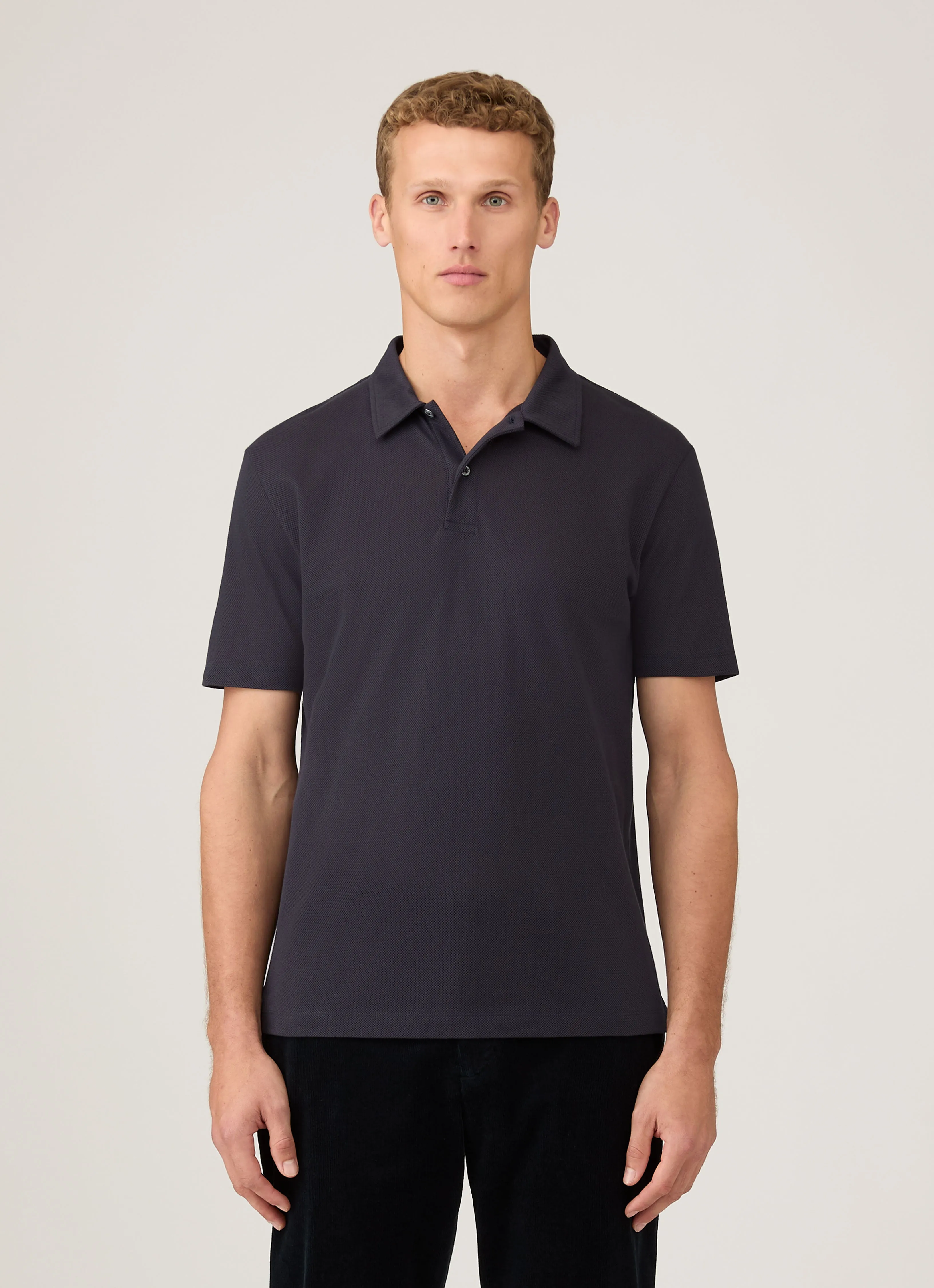 Men's Regular Fit Riviera Polo Shirt in Navy sold by Sunspel product image thumbnail 2