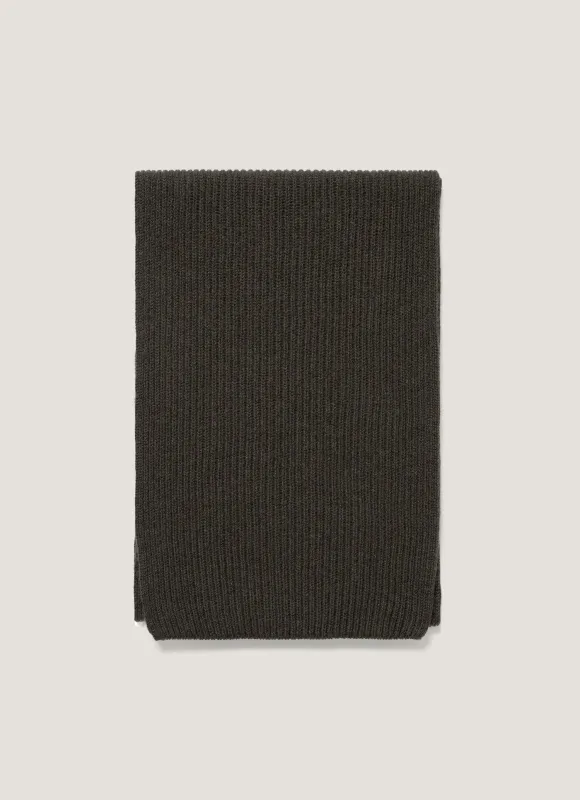 Cashmere Ribbed Scarf in Dark Green sold by Sunspel