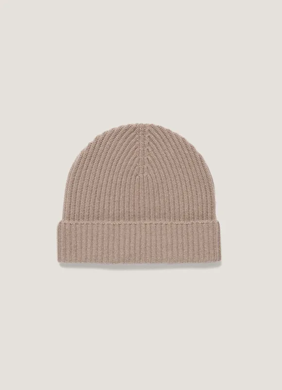 Cashmere Ribbed Hat in Mink sold by Sunspel