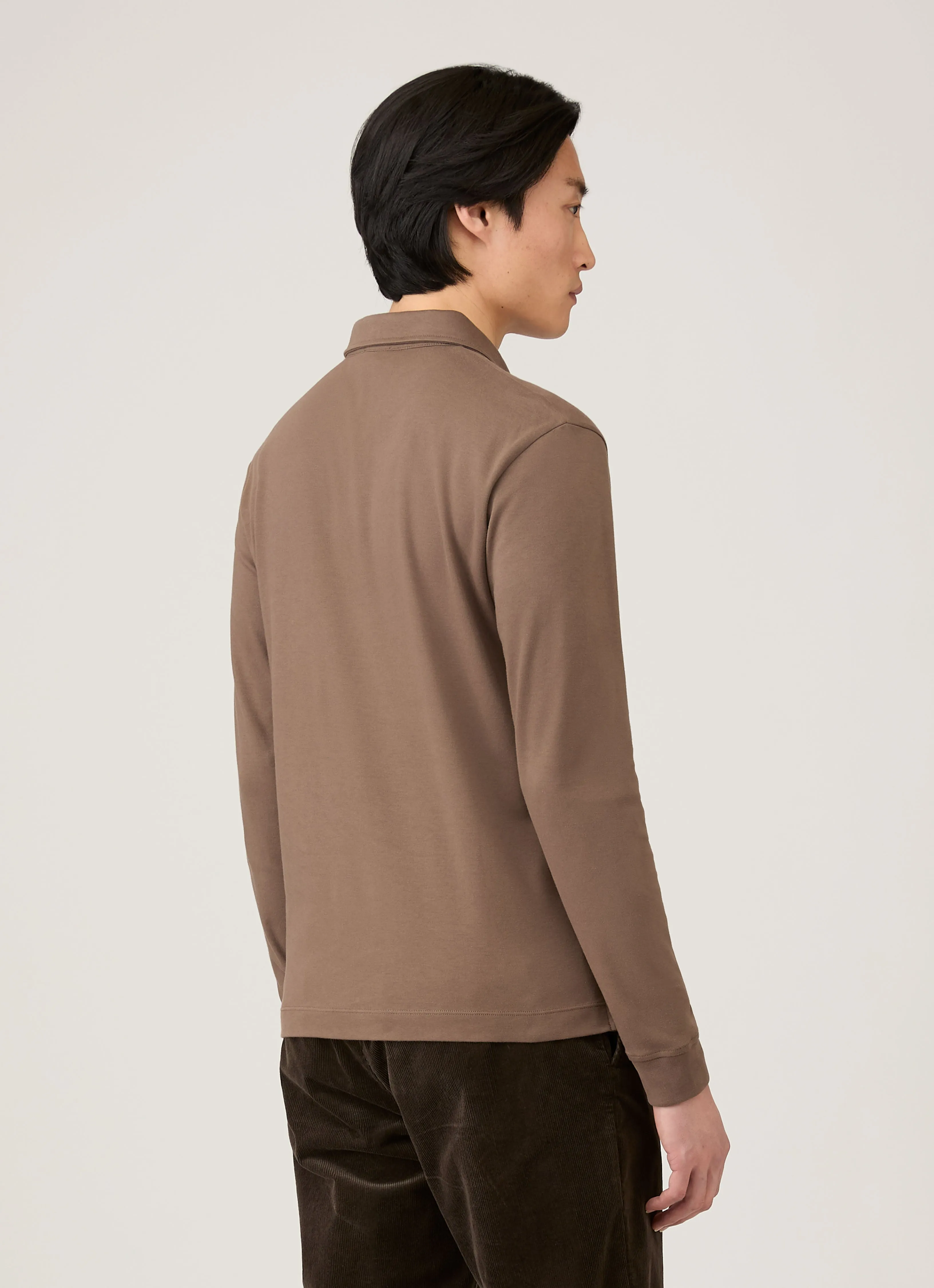 Men's Heavyweight Rugby Polo Shirt in Bark sold by Sunspel product image thumbnail 5