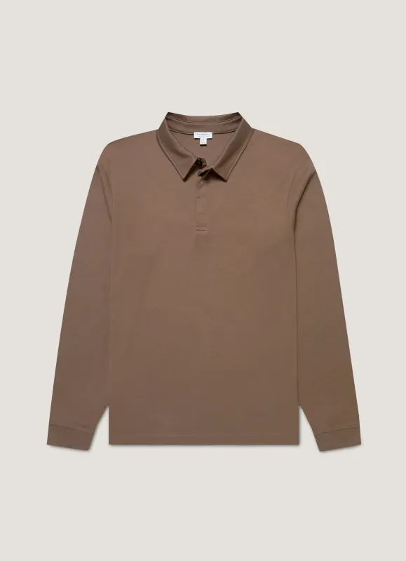 Men's Heavyweight Rugby Polo Shirt in Bark sold by Sunspel