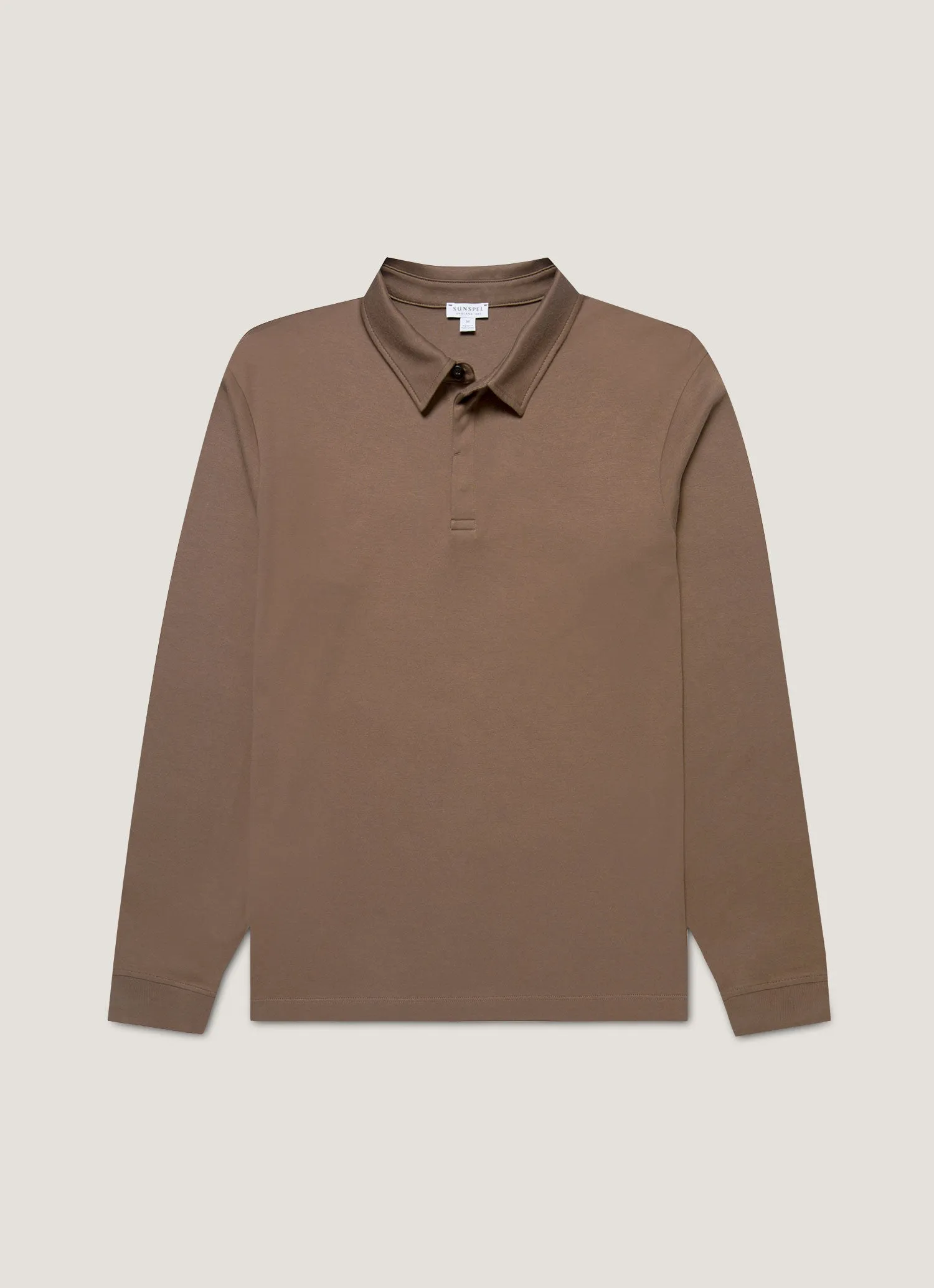 Men's Heavyweight Rugby Polo Shirt in Bark sold by Sunspel