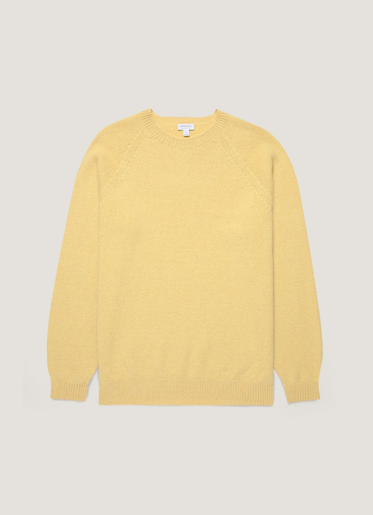 Men's Lambswool Crew Neck Jumper in Dusty Yellow sold by Sunspel