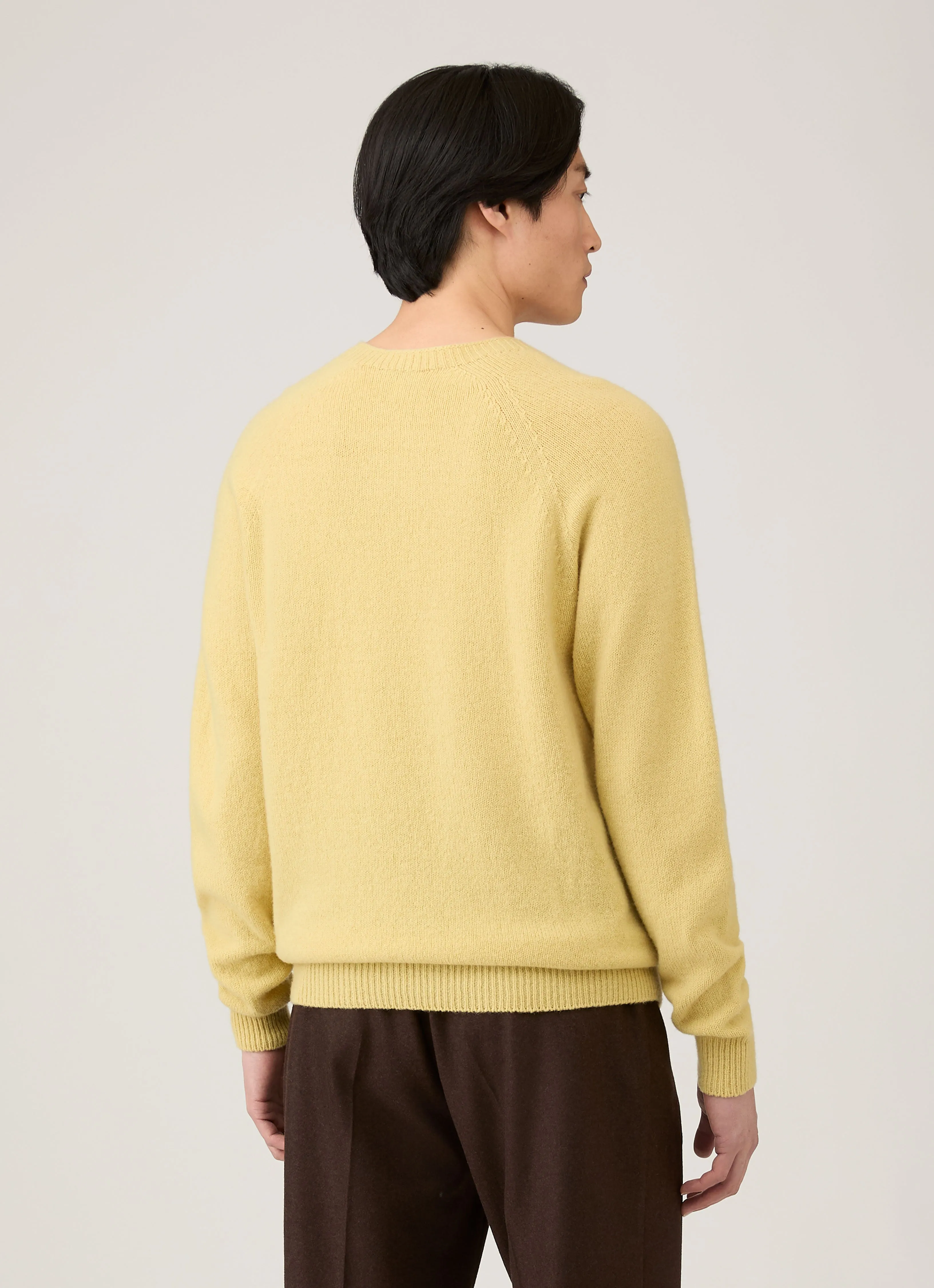 Men's Lambswool Crew Neck Jumper in Dusty Yellow sold by Sunspel product image thumbnail 5