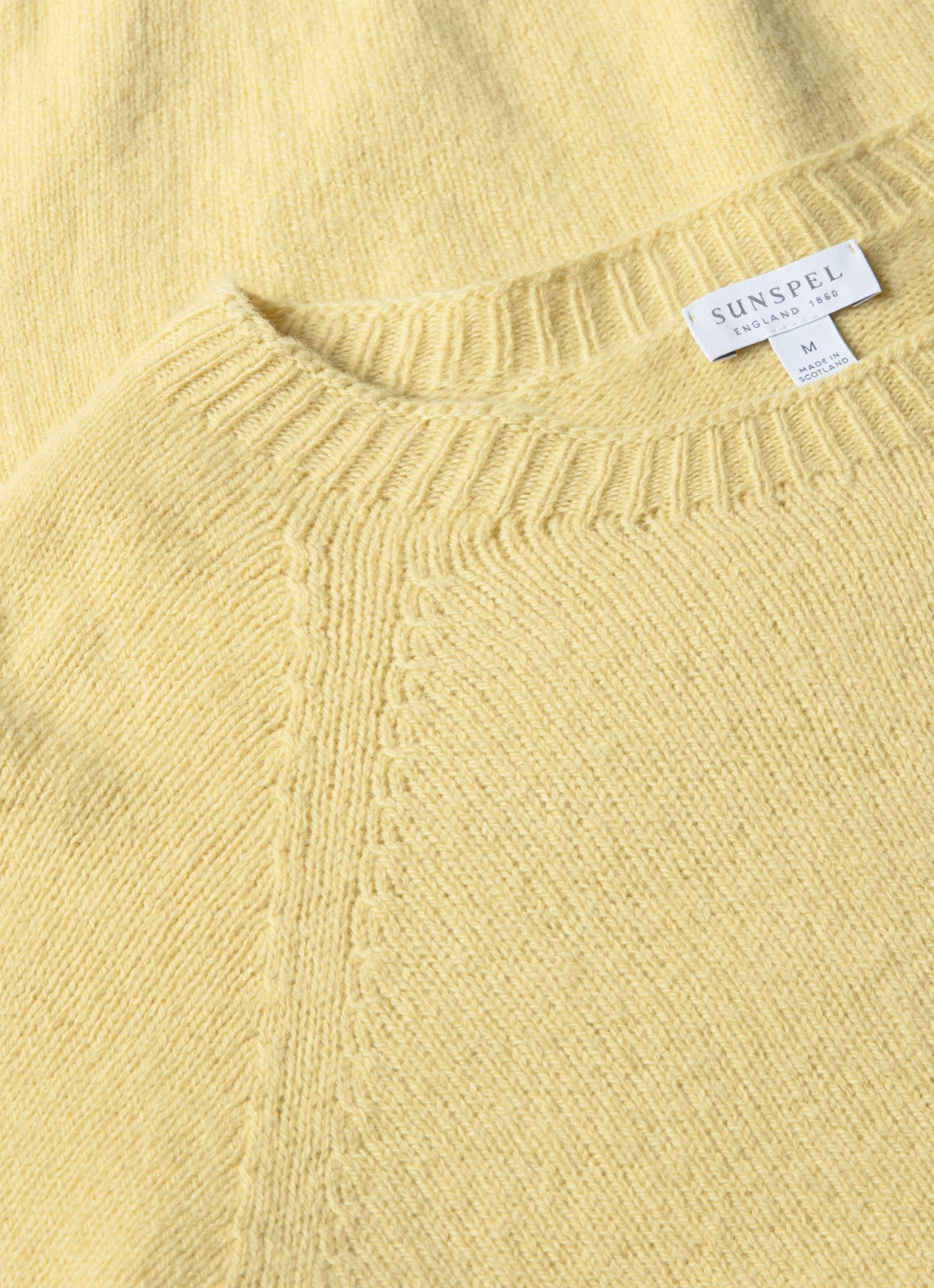 Men's Lambswool Crew Neck Jumper in Dusty Yellow sold by Sunspel product image thumbnail 4