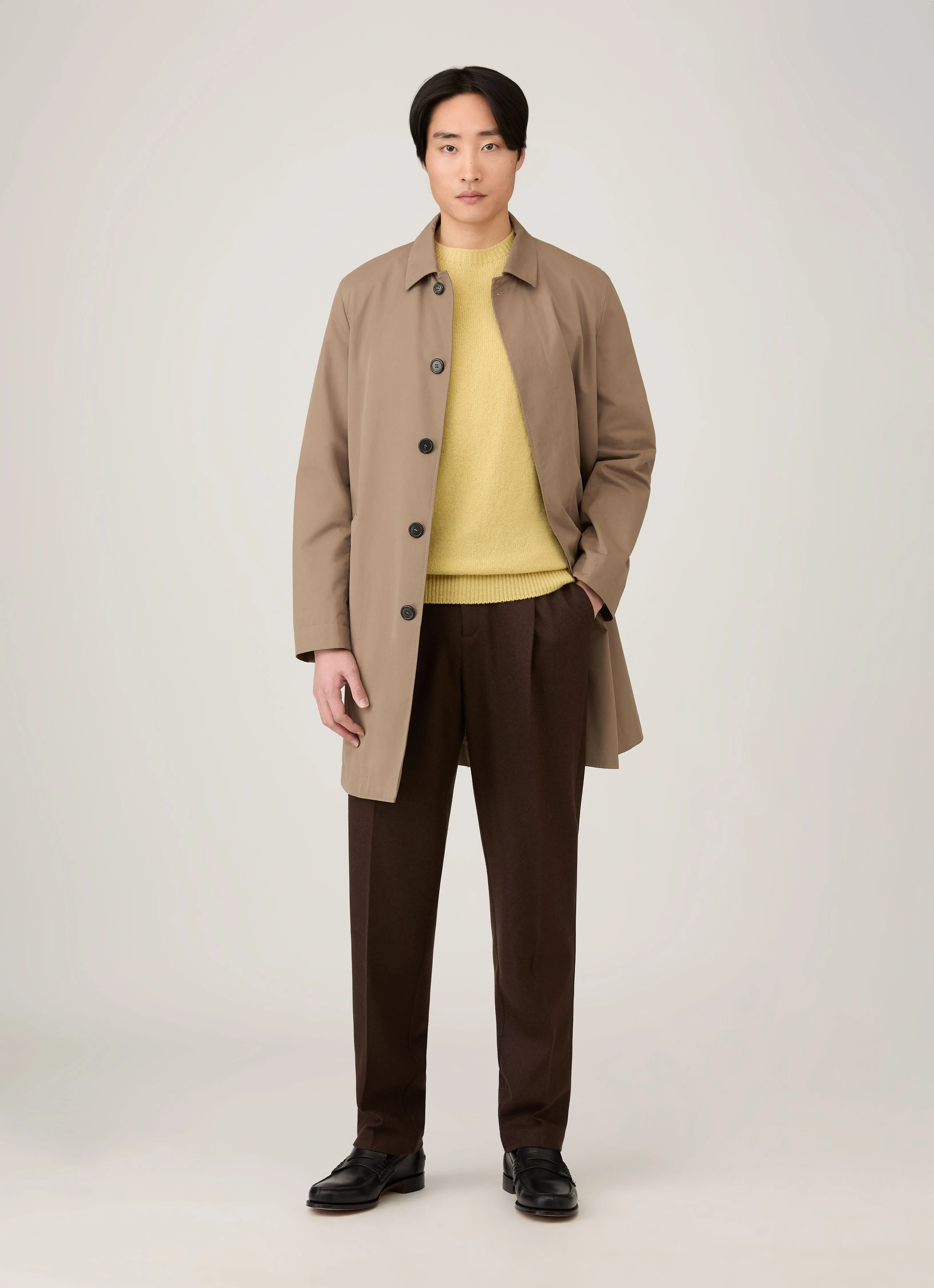 Men's Lambswool Crew Neck Jumper in Dusty Yellow sold by Sunspel product image thumbnail 3