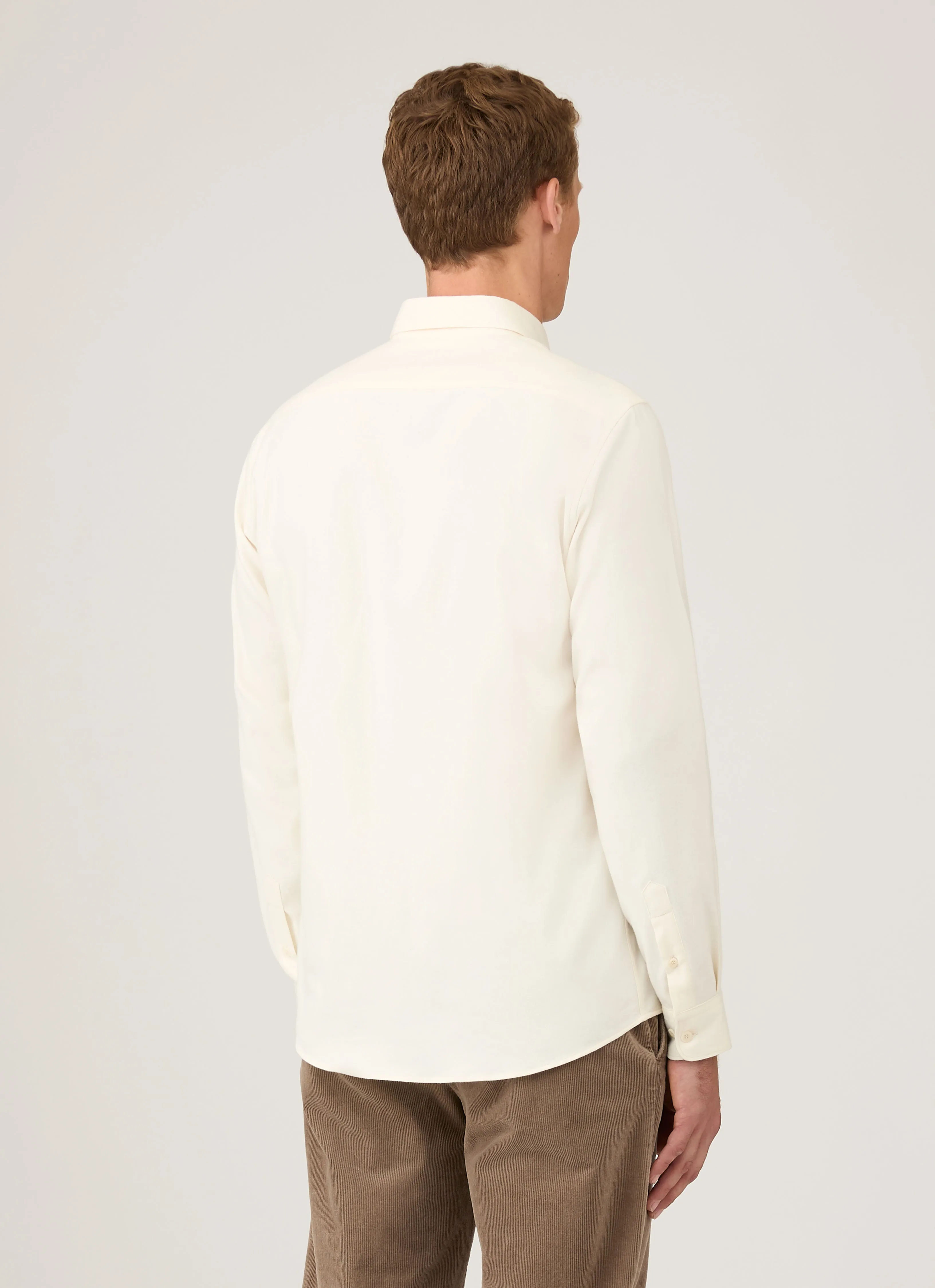 Men's Button Down Flannel Shirt in Ecru sold by Sunspel product image thumbnail 5