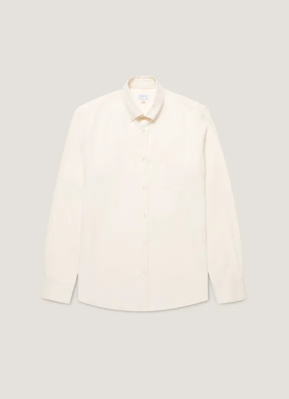 Men's Button Down Flannel Shirt in Ecru sold by Sunspel