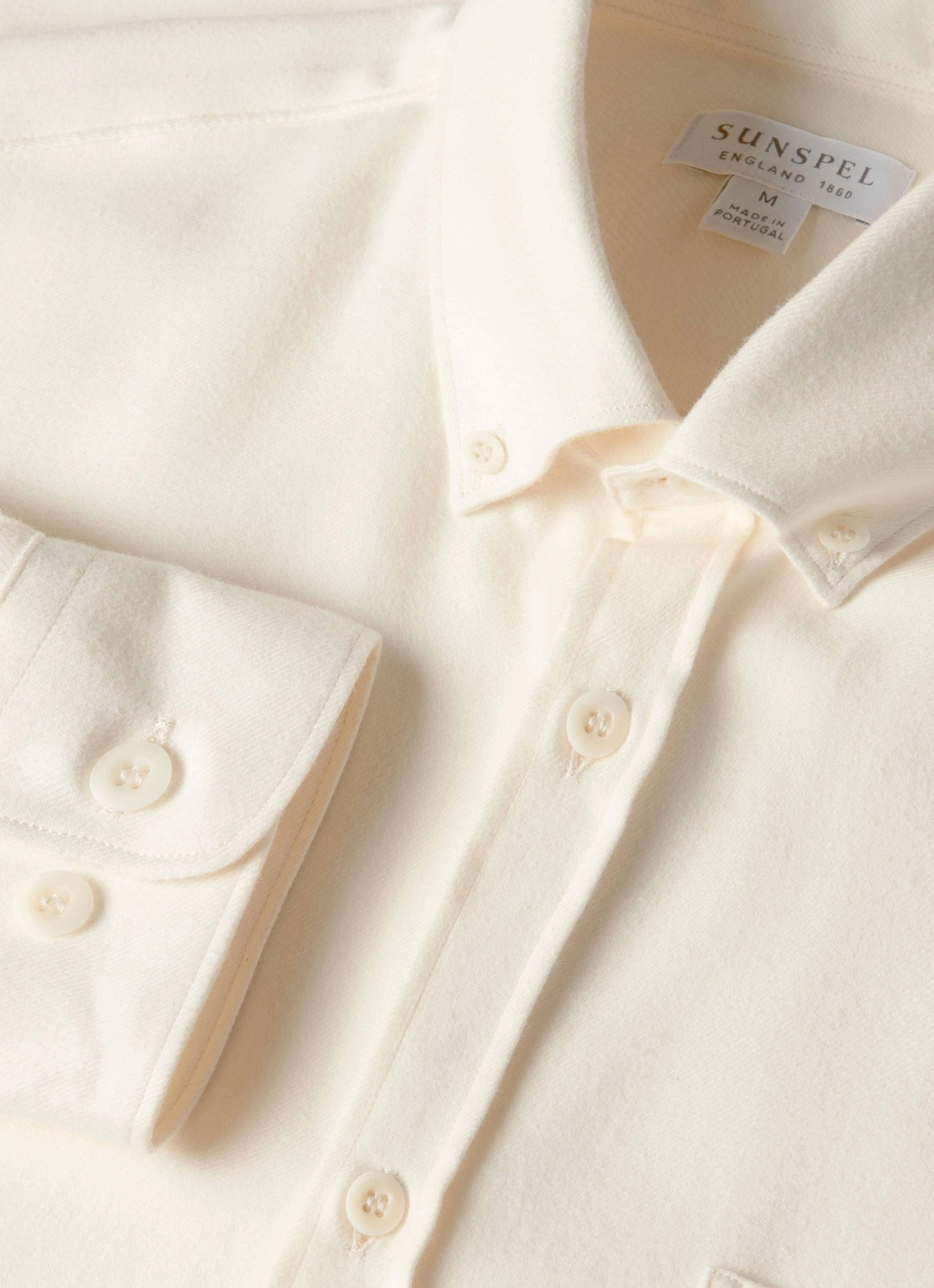 Men's Button Down Flannel Shirt in Ecru sold by Sunspel product image thumbnail 4